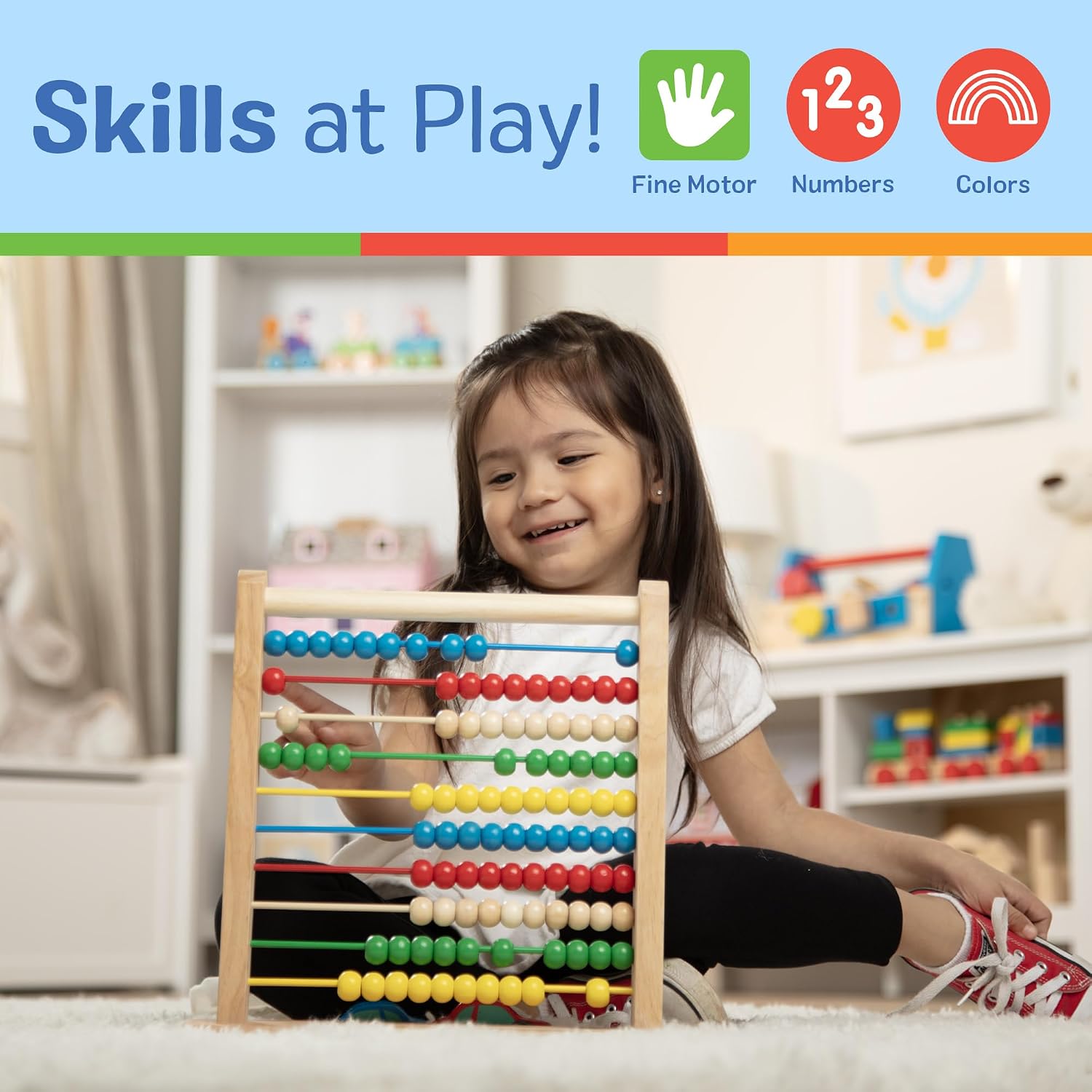 Melissa & Doug Abacus Classic Wooden Toy with 100 Beads - Preschool Learning Activities and Math Games for Kids, Homeschool Essentials for Ages 3+ - Image 5