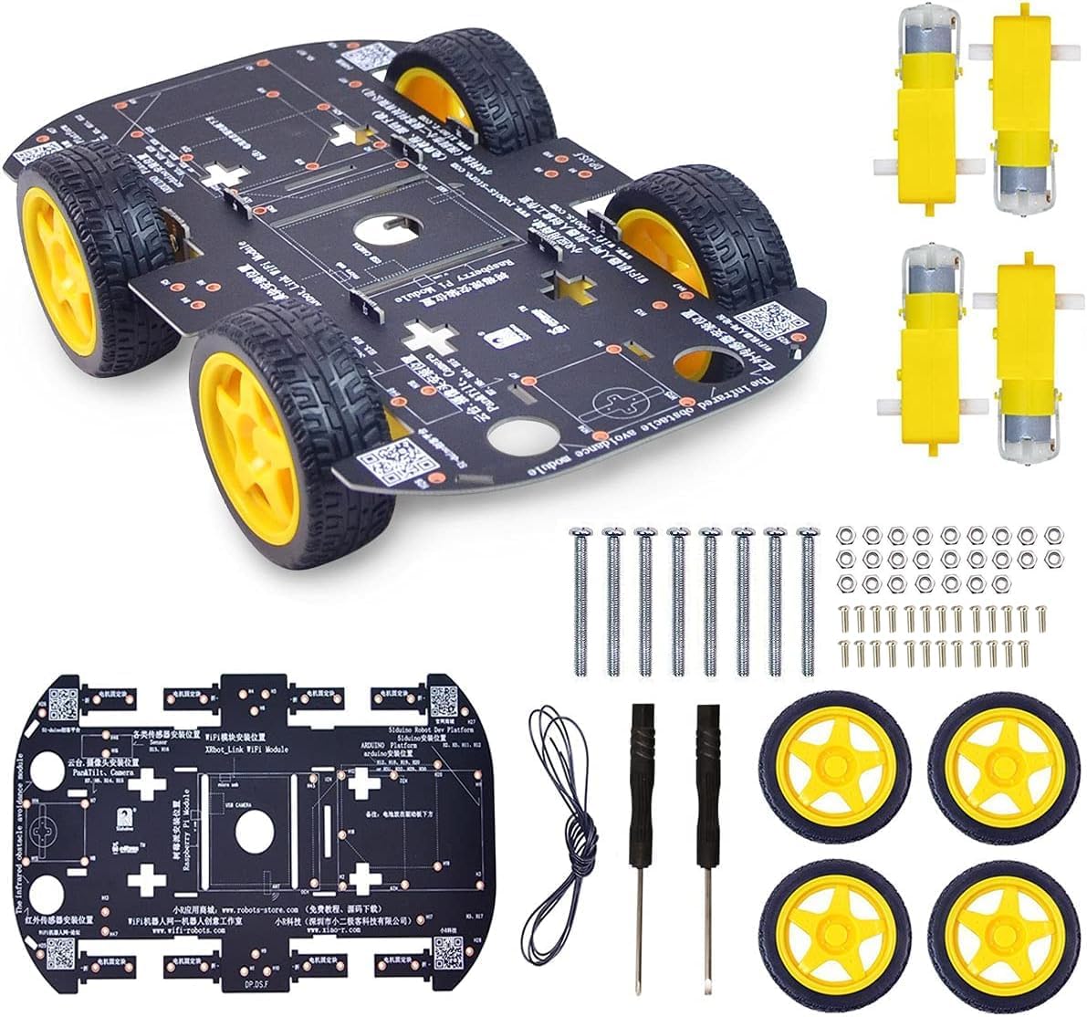 Robot Chassis 4WD Robot Car Smart Chassis Kit with 4 TT Motor for Arduino/Raspberry Pi/Jetson Nano, Smart Robotic Car Chassis DIY Learning Kit - Image 2