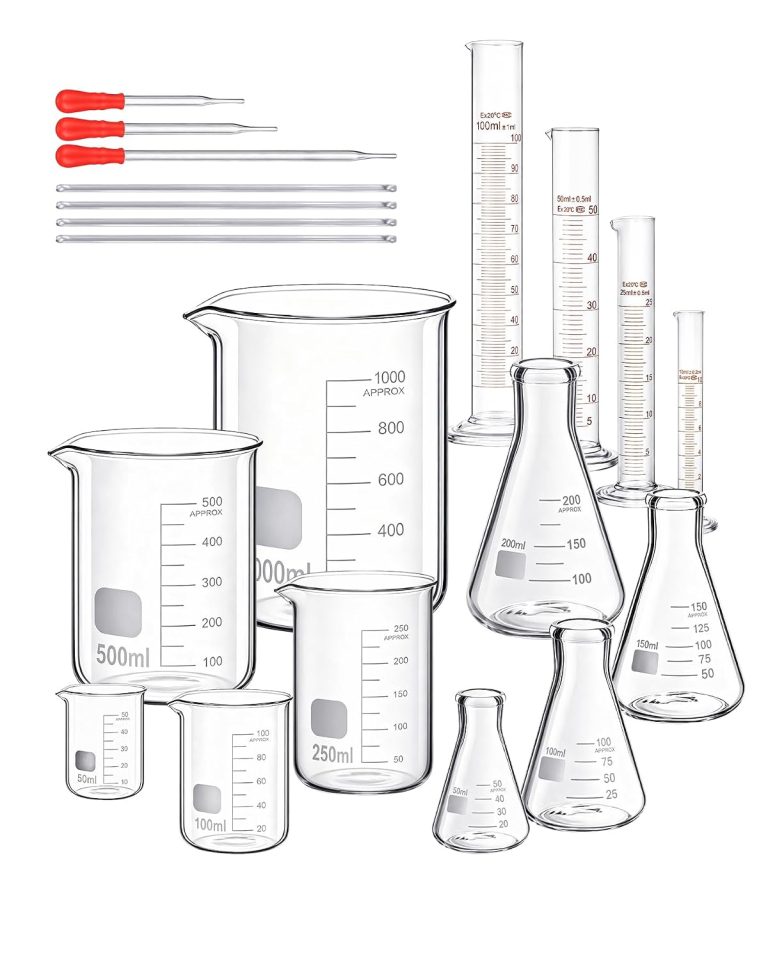 TANYO 20Pcs Glass Beaker Set, Lab Glassware, for Scientific Measuring