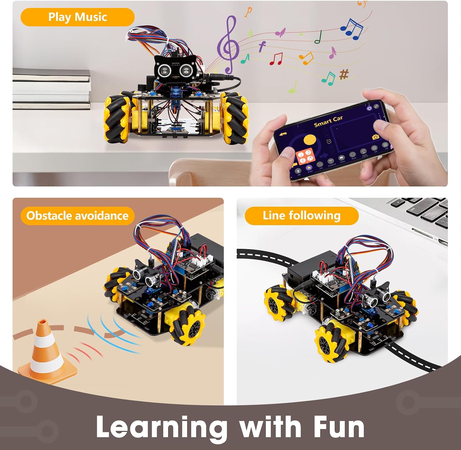 ACEBOTT Robot Kit, Robotics for Kids Ages 8-12 12-16, STEM Toys for Boys with Remote & App Control, Arduino & Scratch Compatible, Science Kits for Kids Age 8-12 12-16, for Boys & Girls(Yellow) - Image 5