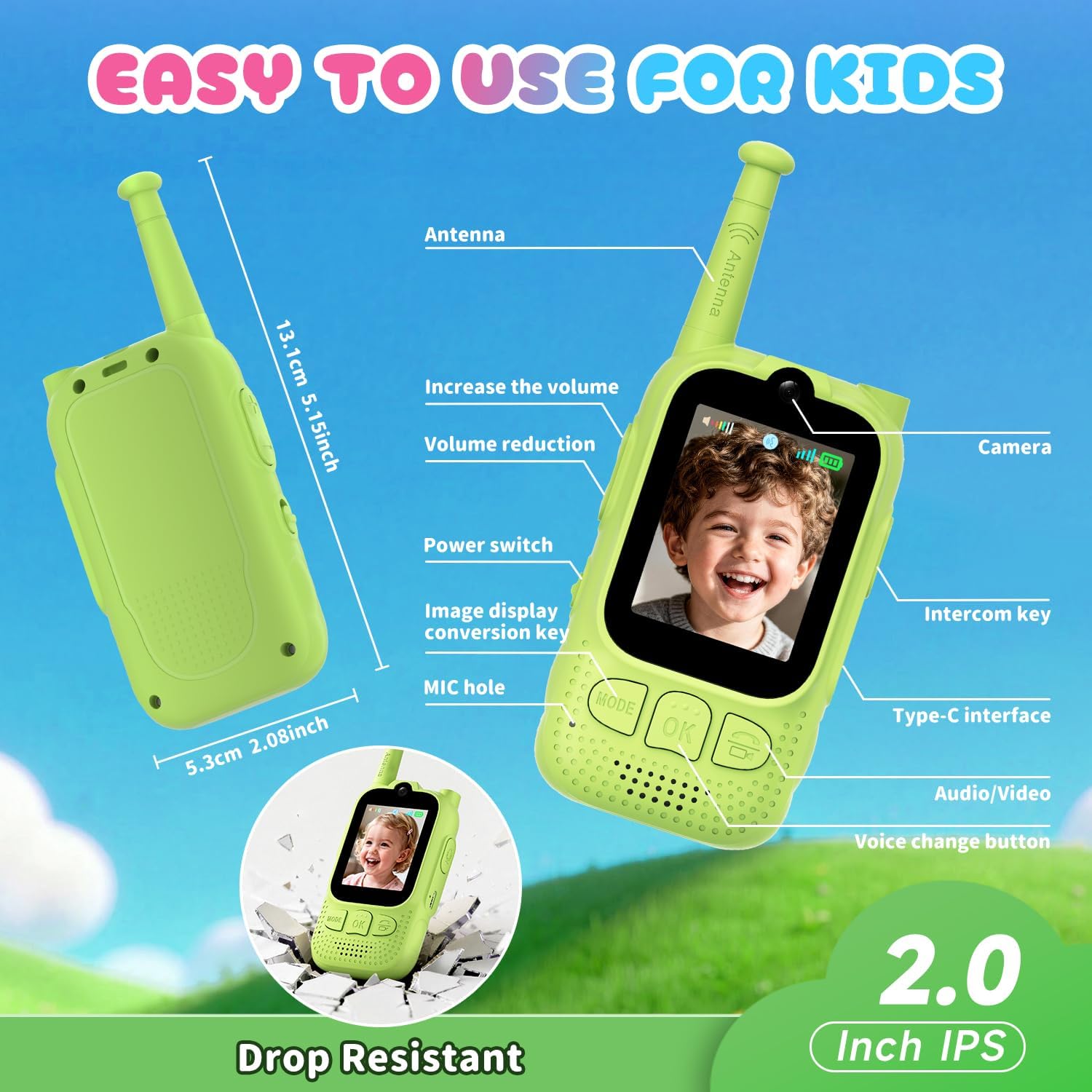Kids Video Walkie Talkies, 2 Pack Facetime Wakey takey with Video for Kids - Image 8