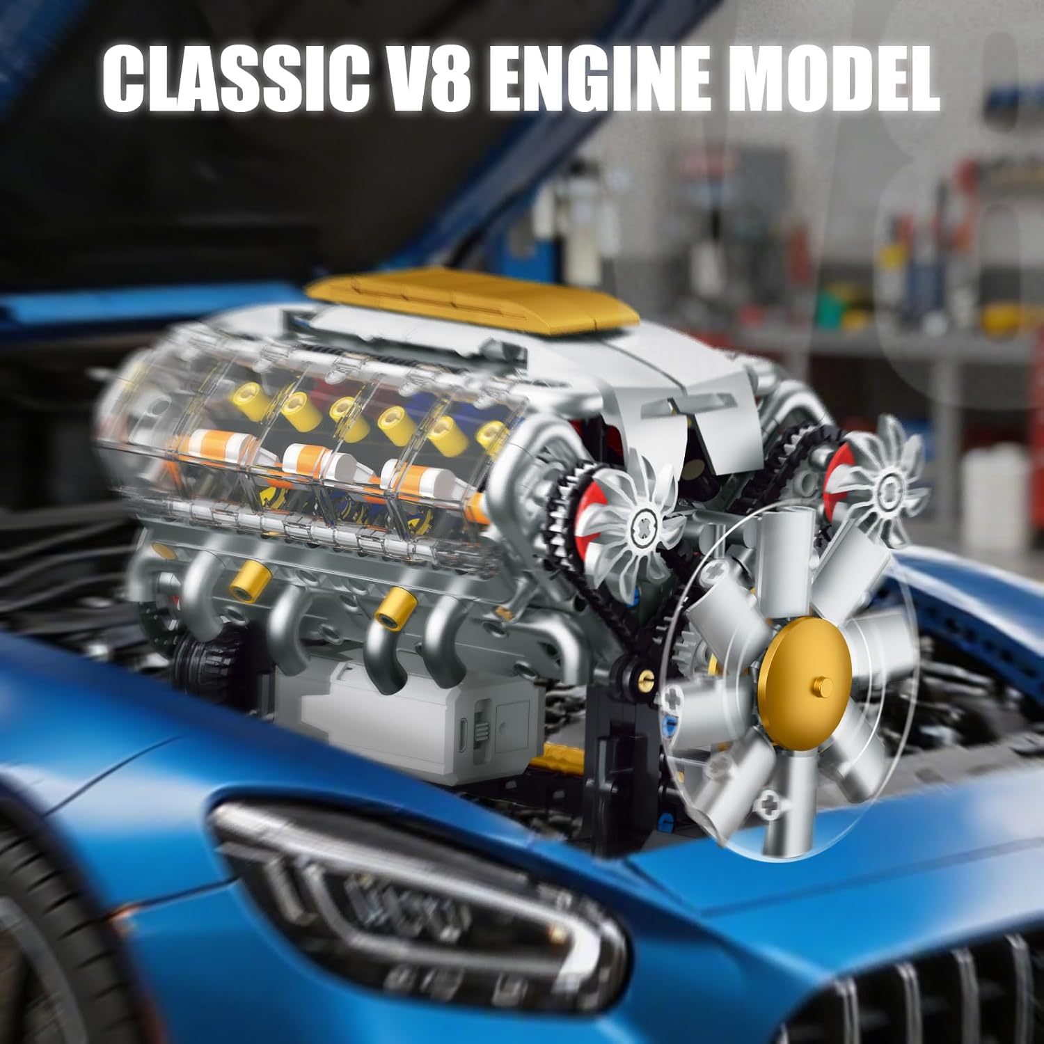 V8 Engine Model Kit that Runs, Build Your Own Mini Visible Car Motor, Physical Science Experiment Building Set for Adults & Teens, STEM Toy Gift for Boys 14+ (703 PCS) - Image 7