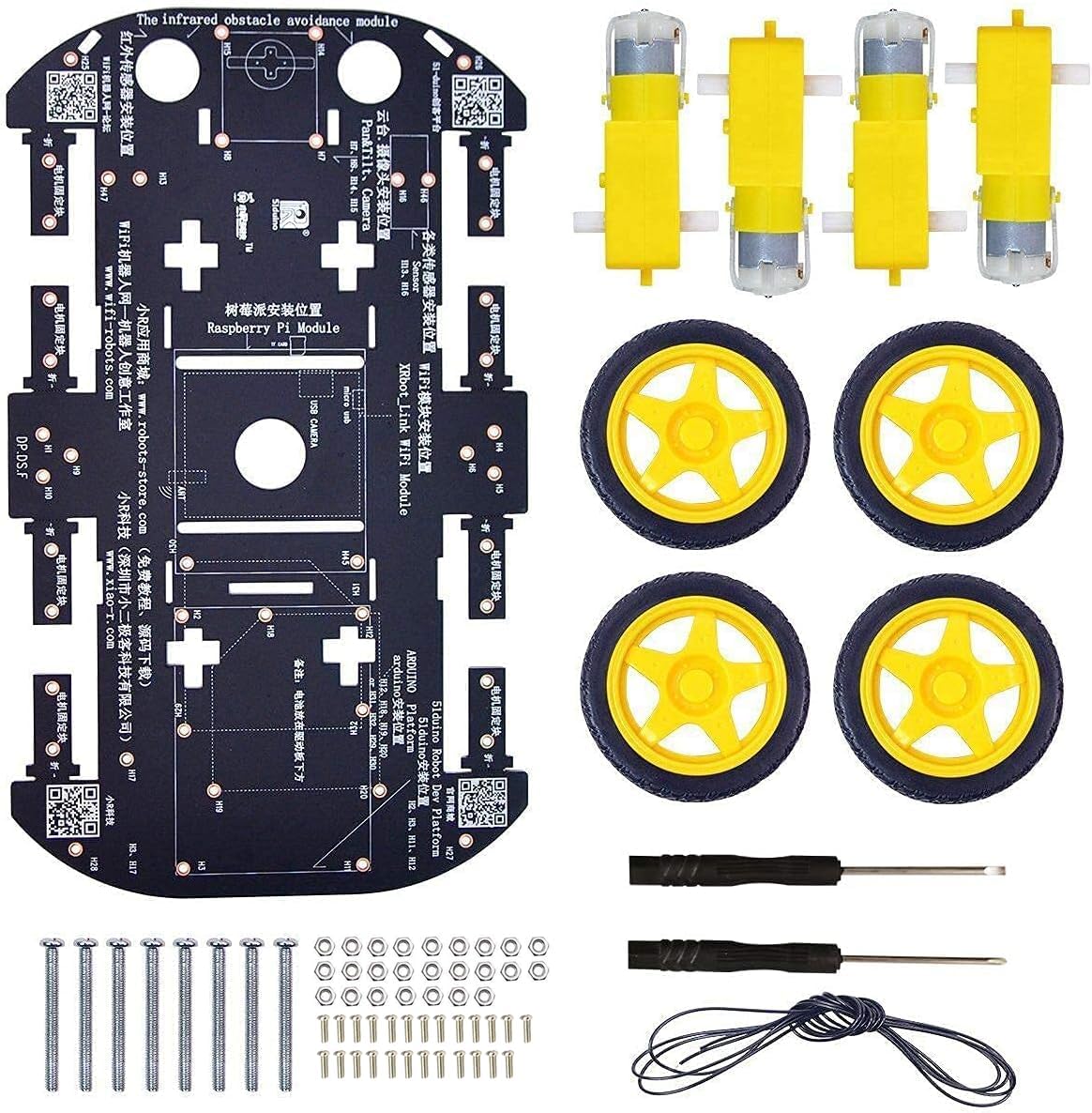 Robot Chassis 4WD Robot Car Smart Chassis Kit with 4 TT Motor for Arduino/Raspberry Pi/Jetson Nano, Smart Robotic Car Chassis DIY Learning Kit - Image 9