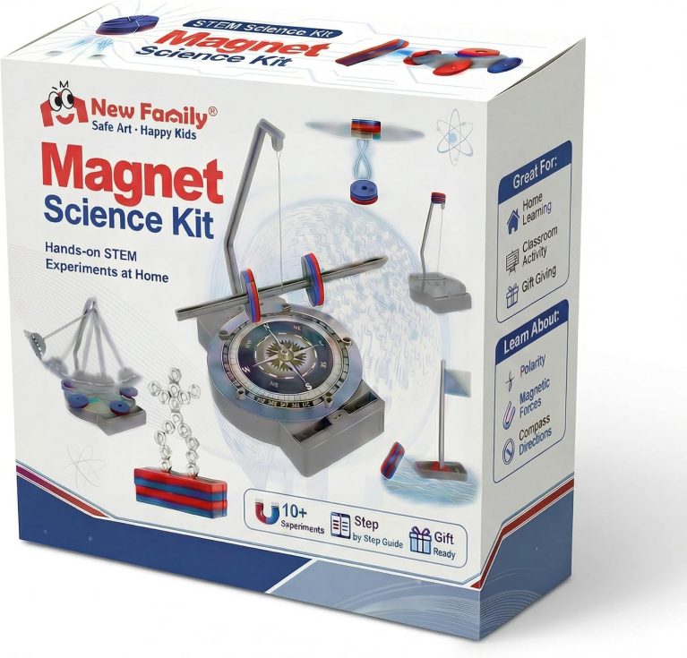 NewFamily Magnetic Science Kit for Kids, 12-in-1 STEM Physics Experiment Kit, Hands-On Magnetism Learning Toy, Ages 6 7 8 9 10 11 12