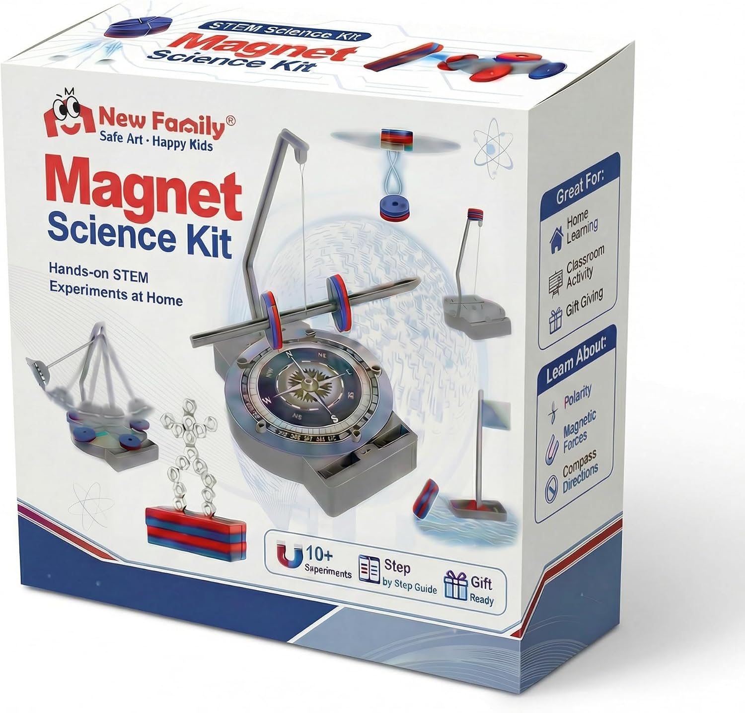 NewFamily Magnetic Science Kit for Kids, 12-in-1 STEM Physics Experiment Kit, Hands-On Magnetism Learning Toy, Ages 6 7 8 9 10 11 12