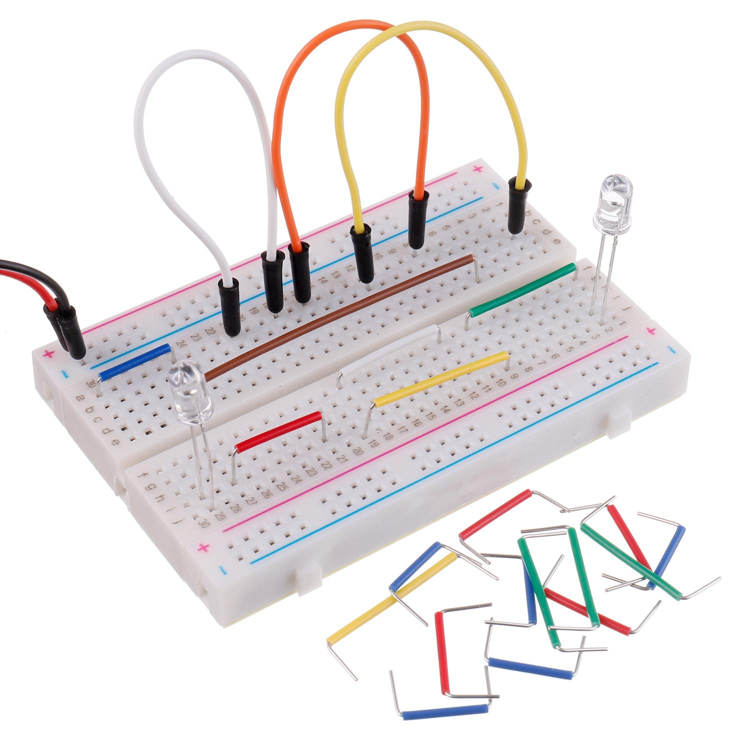 BOJACK 3 Values 130 Pcs Solderless Breadboard 4 Pcs 830 Tie Points & 400 Tie Points & 126 Pcs Flexible Breadboard Jumper Wires - Image 5