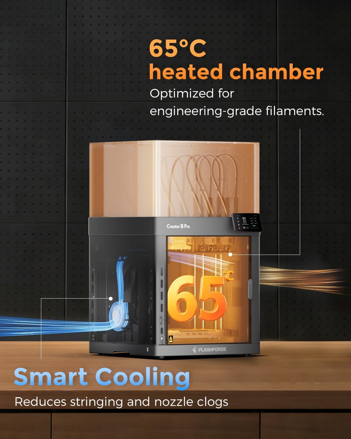 FLASHFORGE Creator 5 Pro 4-Toolhead 3D Printer, Industrial Multi-Material & Color Printing, 65°C Active Heated Chamber, Near-Zero Waste System, CoreXY 600mm/s Printing - Image 6