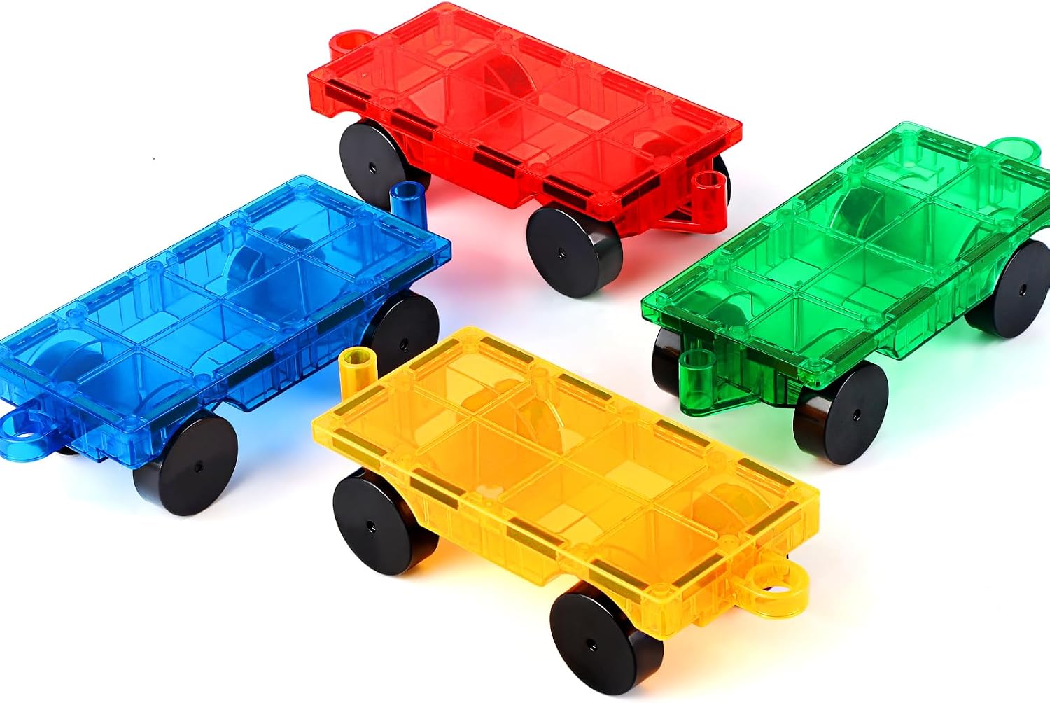 Mruikeny Magnetic Tiles Cars Construction Set - 4 PCS Magnetic Tiles Magnet Bricks Truck Sensory Toys, Educational Magnet Cars Set Building Blocks for 3 4 5 6 7 8+ Year Old Girls Boys - Image 2