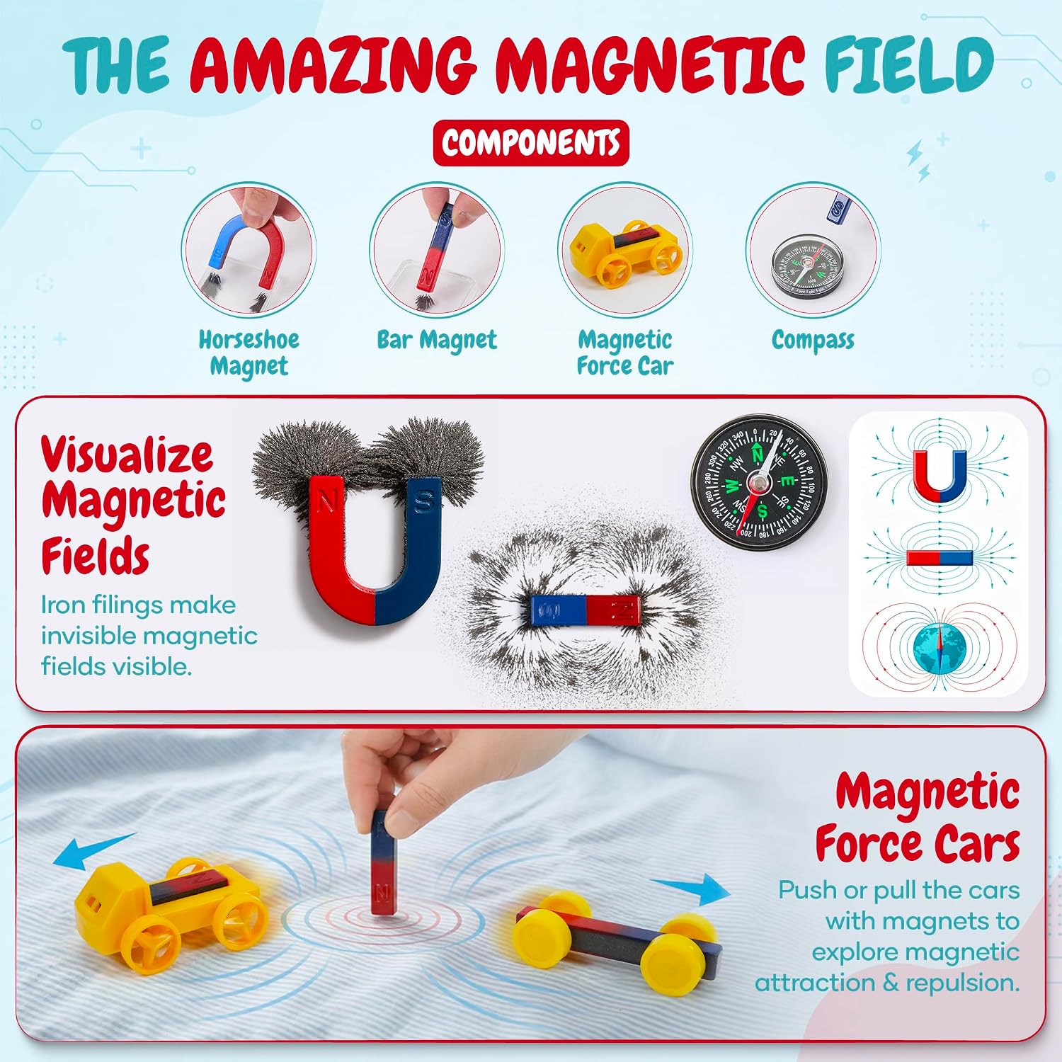 Teenii Electricity and Magnetism Kit for Kids, STEM Science Experiments with Electric Circuits, Educational Physics Toy, Science Discovery Game for Boys and Girls 8+, 50 Pieces - Image 3