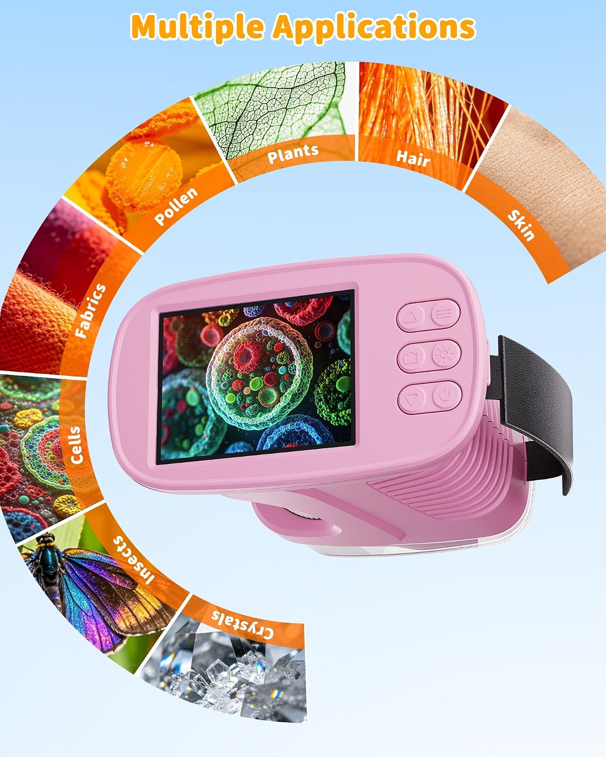 1000X Kids Handheld Microscope, 4K Digital Mini Pocket Digital Microscope with 2.4" IPS Screen, Built-in Camera & 12 Prepared Slides, STEM Educational Toy, Birthday Gift for Boys & Girls Ages 3–12 - Image 9