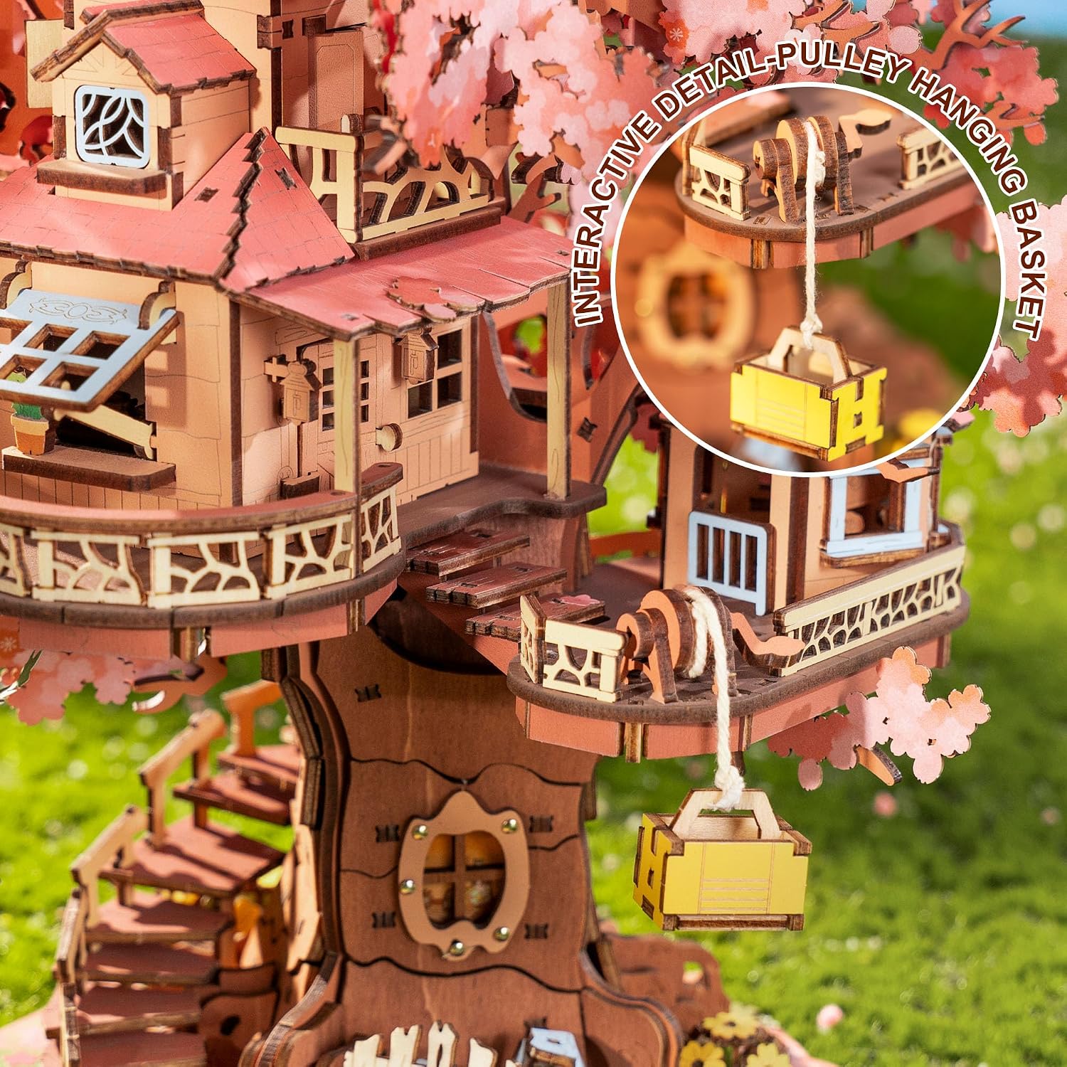 Rolife 3D Puzzles for Adults, Cherry Blossom Bonsai Tree Plants, Japanese Sakura Tree House Flowers Building Set for Adults for Table Toys & Home Decor, Creative Birthday Gift for Girls&Boys (535 PCS) - Image 7