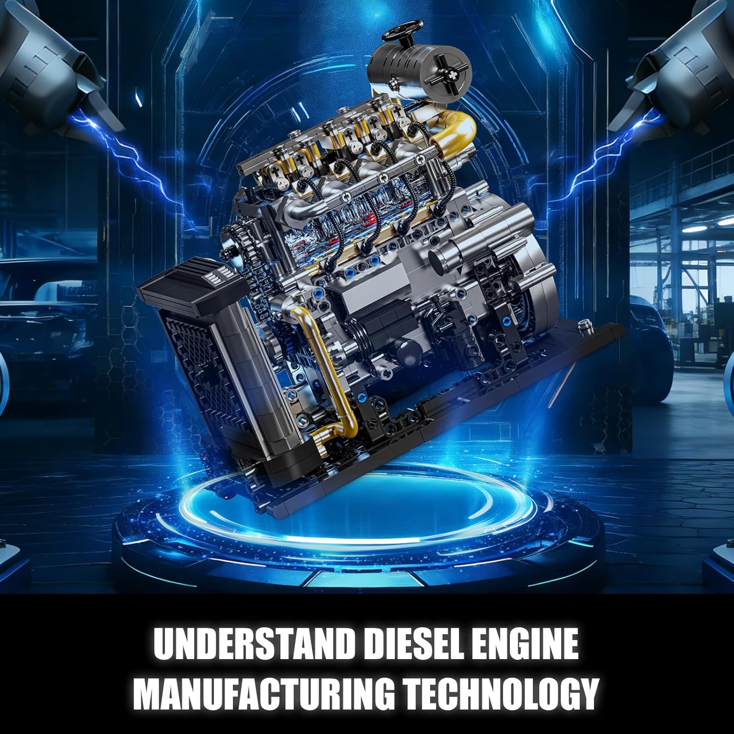 Diesel Engine Model Kit that Runs for Adults, MOC Mini Inline 4-Cylinder Diesel Engine Building Set with Motor, Compatible with Lego, Mechanical Engineering STEM Toy for Teens (1029 PCS) - Image 4