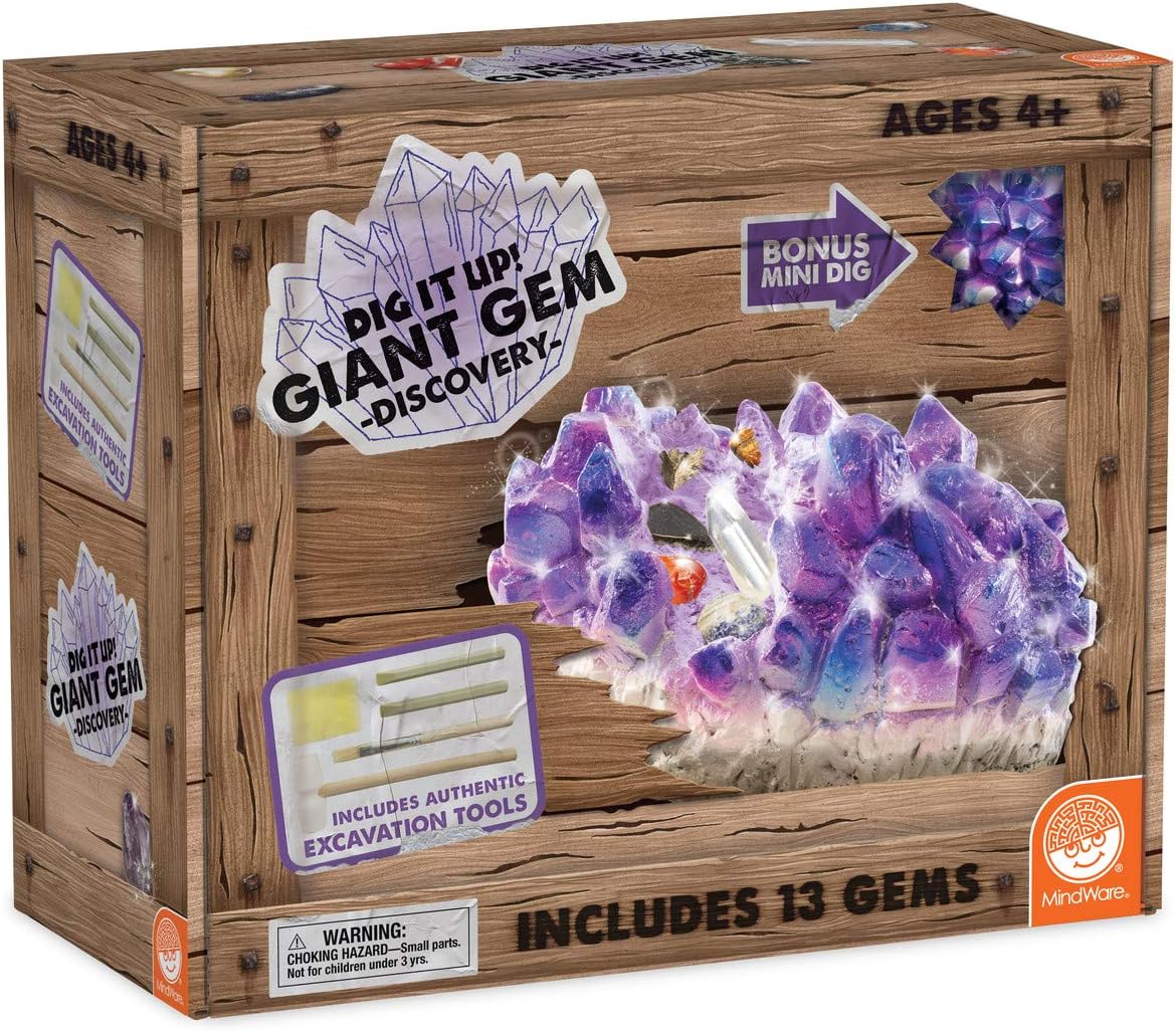 MindWare Dig It Up Giant Gem Discovery Kit - Gemstone Dig Kit Offers Geology for Kids with 12 Real Polished Hidden Gemstones - Includes 1 Giant Gem, Chiseling Tools, Gemstone Poster - Ages 4+ - Image 7