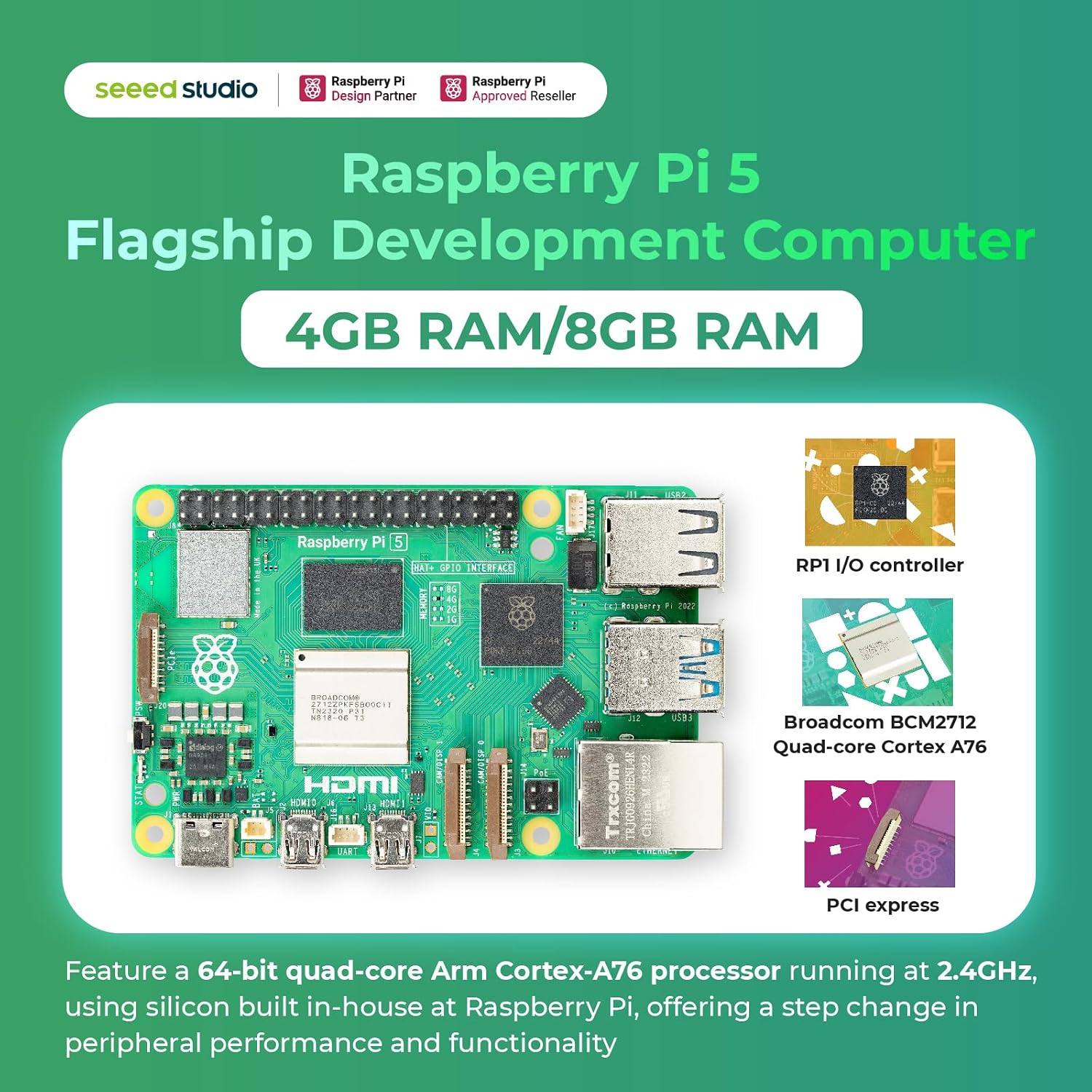 Raspberry Pi 5 Essentials Starter Kit PRO (128GB Edition) (8GB RAM) Micro SD Card Pre-Loaded 64-bit OS, Type-C Power Supply, Active Cooling Case for Edge AI, Docker & Pro Workstation - Image 4
