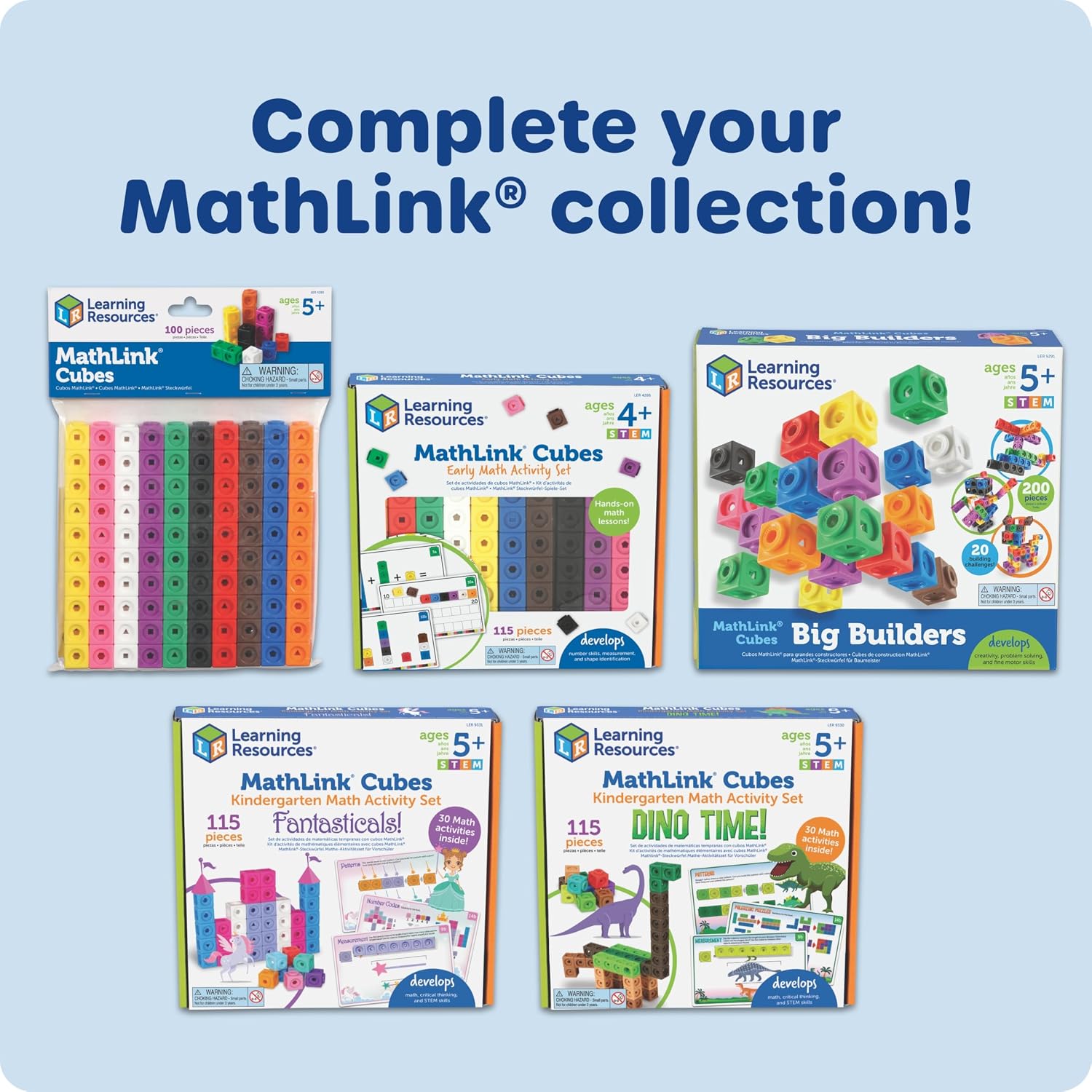 Learning Resources MathLink Cubes - Set of 100 Cubes, Ages 5+ Kindergarten, STEM Activities, Math Manipulatives, Homeschool Supplies, Teacher Supplies - Image 7