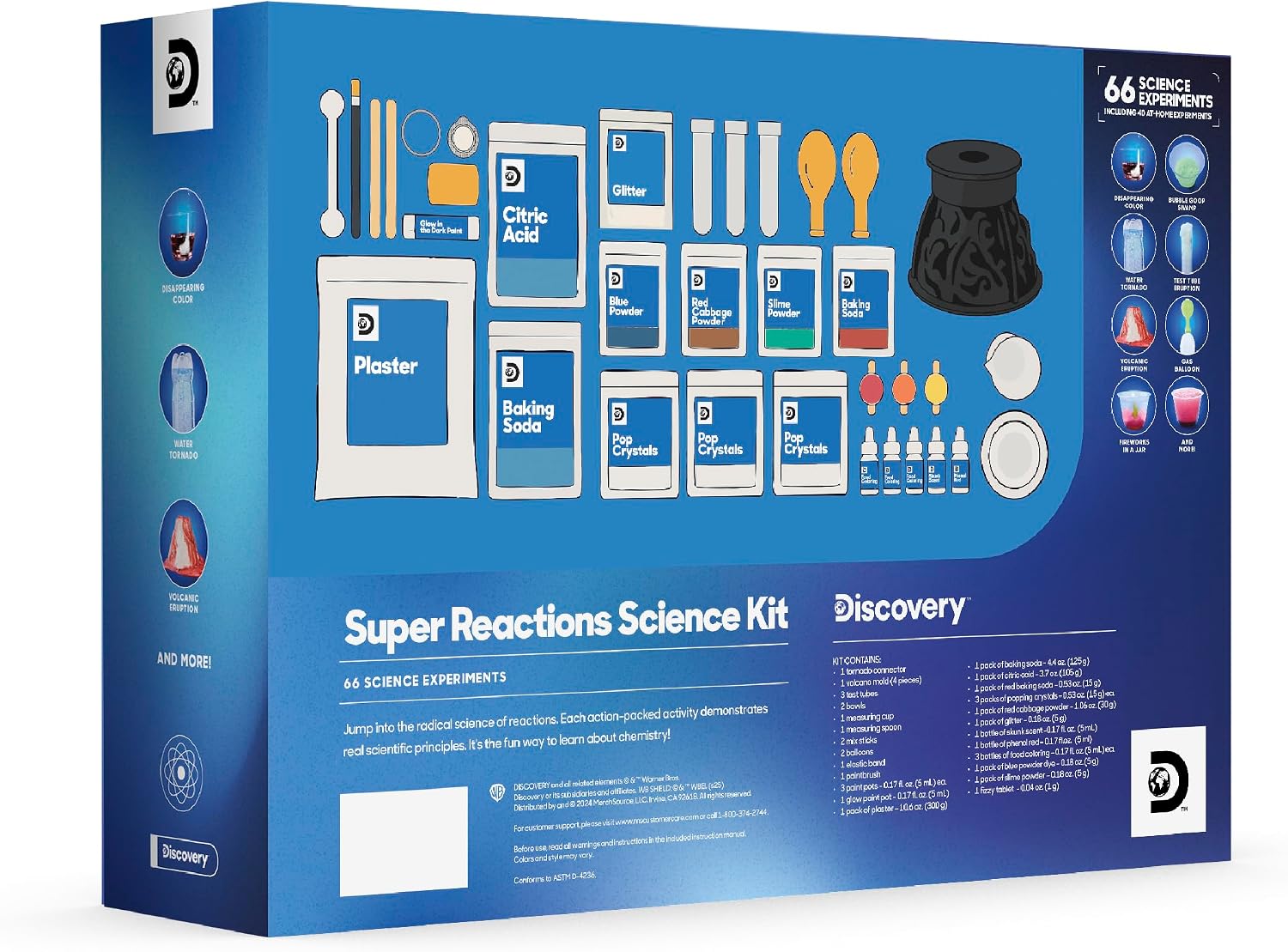 Discovery™ Super Reactions Science Kit – 66 Experiments STEM Lab for Kids| Includes Chemistry Tools, Volcano Mold, Slime, Reactions & Explosions|Educational Learning Toy|DIY Activity Set Gift| Ages 8+ - Image 7