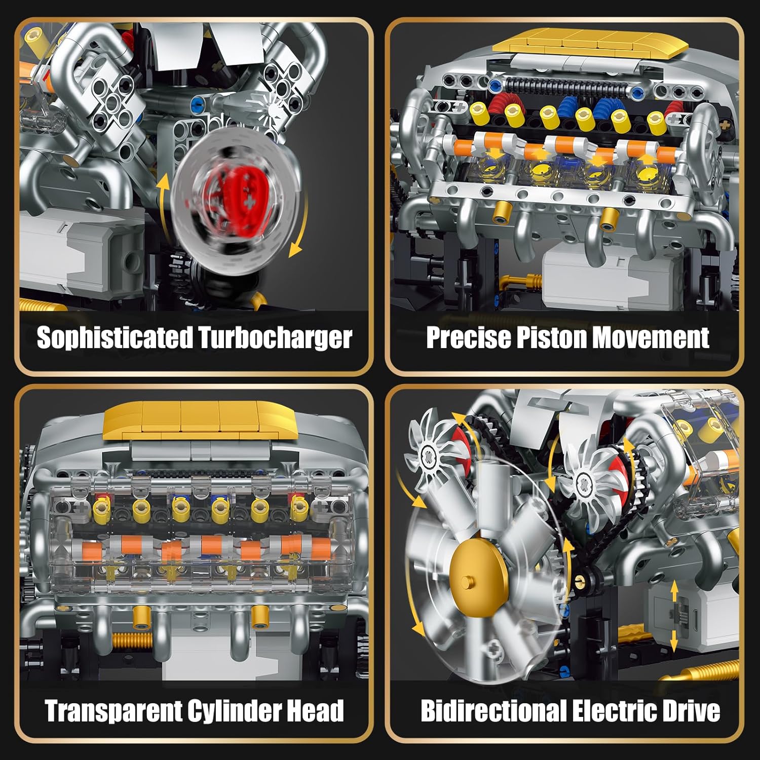 V8 Engine Model Kit that Runs, Build Your Own Mini Visible Car Motor, Physical Science Experiment Building Set for Adults & Teens, STEM Toy Gift for Boys 14+ (703 PCS) - Image 3