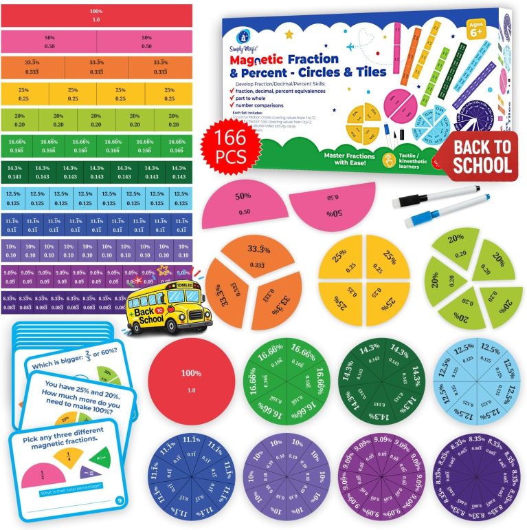Simply Magic 178 PCS Magnetic Fraction Tiles - Fraction Magnets