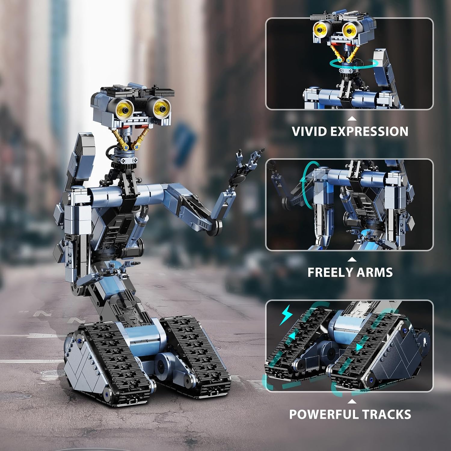 iATOM 1176 Pieces Johnny 5 Robot Building Set with Remote Control - Rechargeable, Gift for Adults Men, STEM Tech Movie Robotic Figure Model Kit - Image 4
