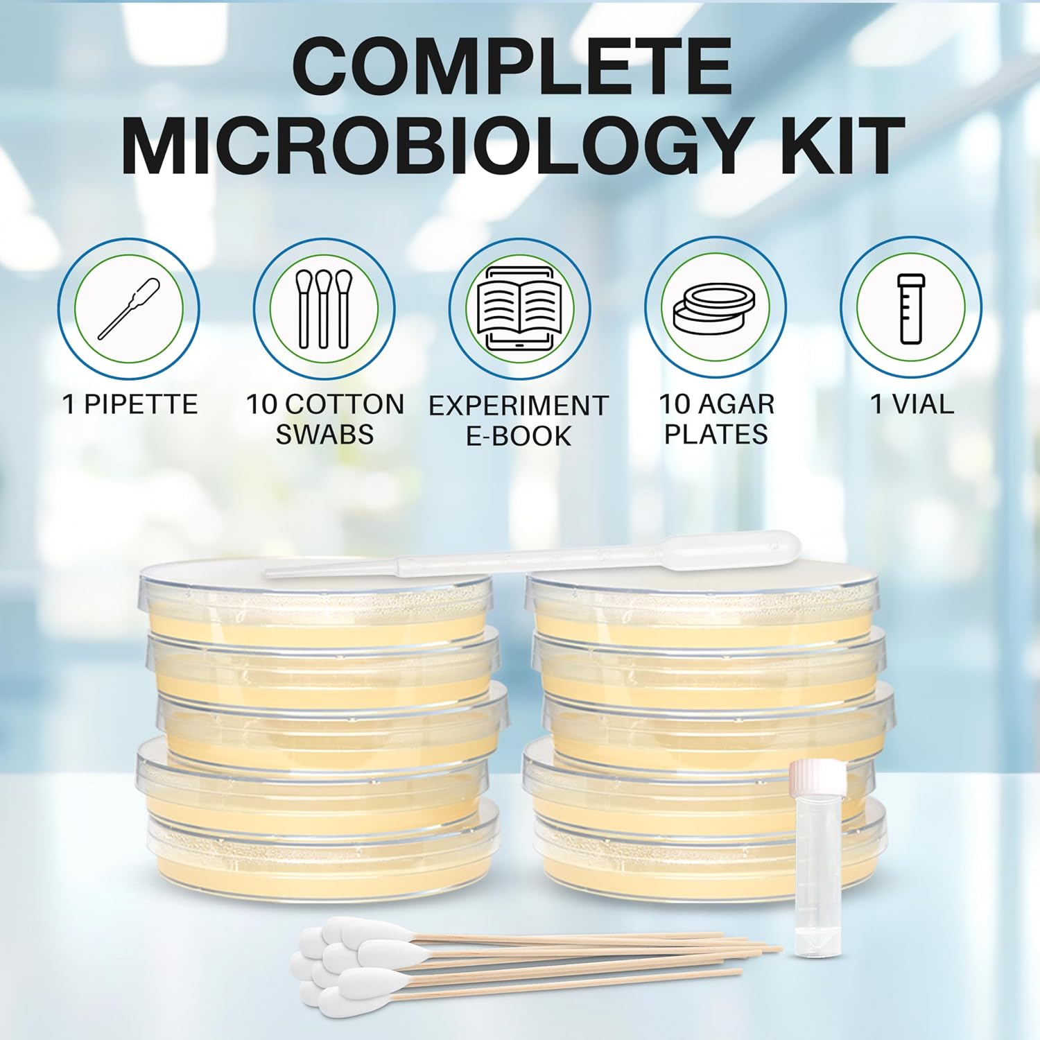 Evviva Sciences Microbiology Science Project Kit, Pre-Poured Agar Plates for Students, Agar Petri Dishes to Learn Microbiology, with Educational Experiment eBook - Image 3