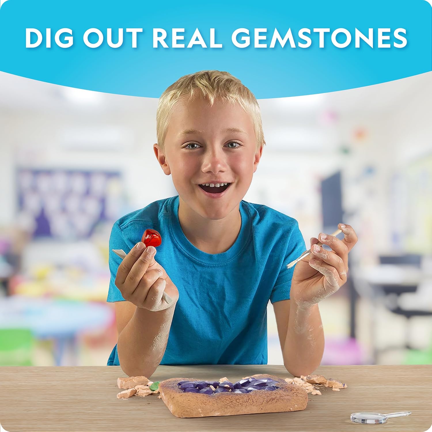 NATIONAL GEOGRAPHIC Mega Gemstone Dig Kit – Dig Up 15 Real Gemstones and Crystals, Science Kit for Kids, Gem Digging Kit, Gift for Girls and Boys, Mining Kit, Rock Collection - Image 2