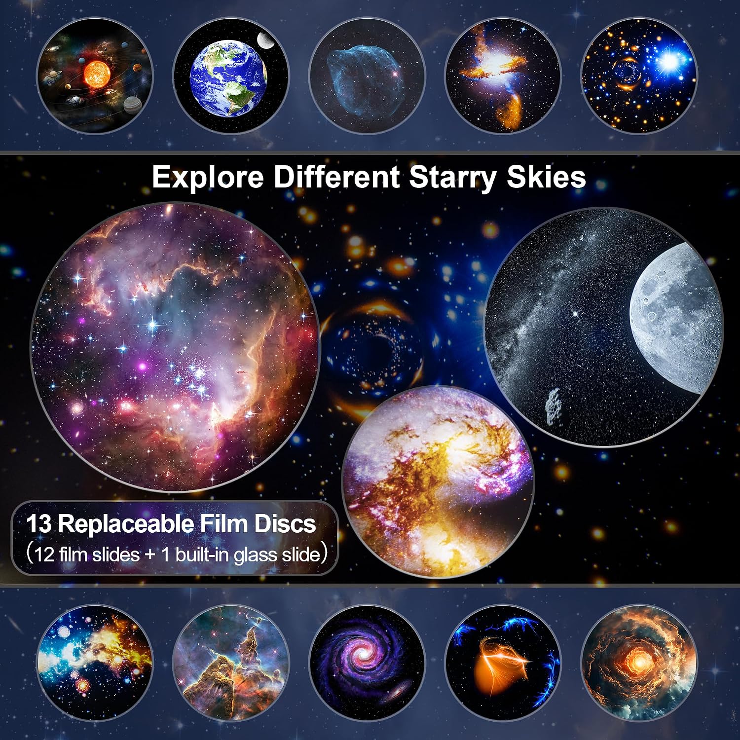 Galaxy Projector Night Light, 13-in-1 Star Projector for Bedroom, White - Image 3