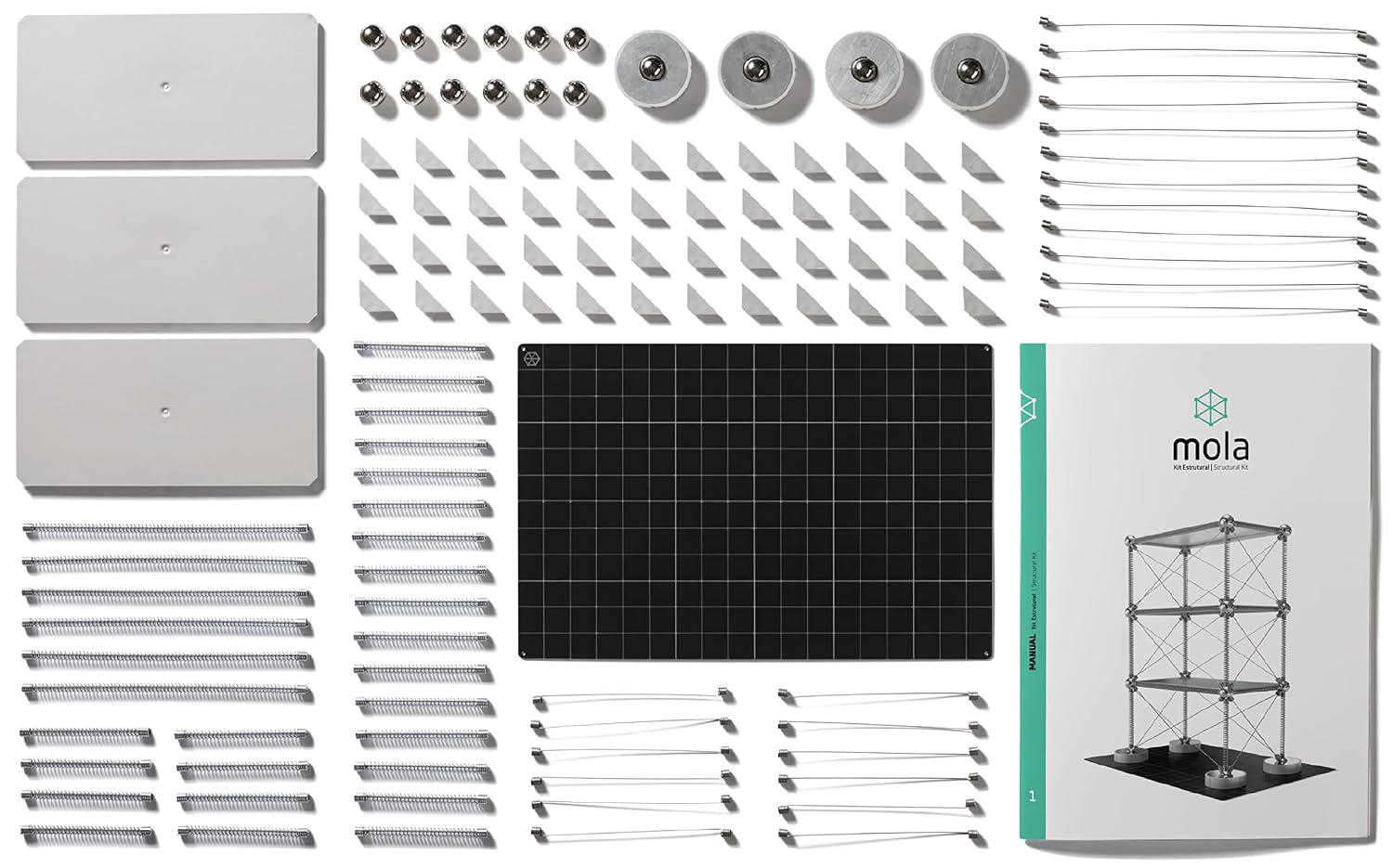 Mola Structural Kit 1 | Magnetic Modular Kit for Engineering and Architecture Education | 122 Pieces + Practical Guide - Image 4