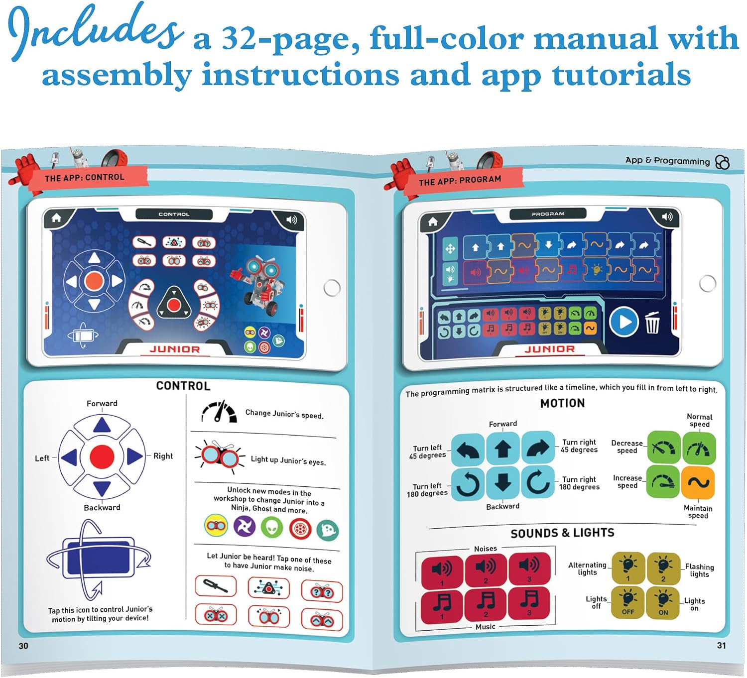 Thames & Kosmos Robotics Smart Machines Junior STEM Kit, Build & Code Your Robot’s Movements, Speed, Lights & Sounds, for Ages 8+, Use Screen-Free w/Built-in Buttons or via Block-Based Coding App - Image 5