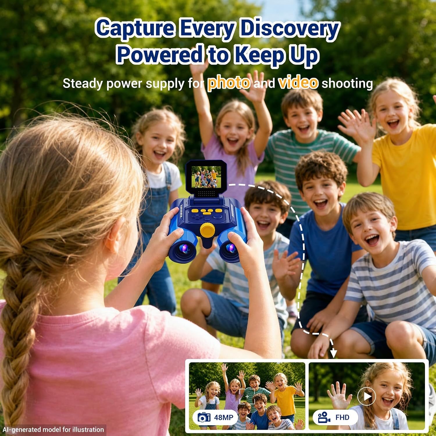 Binoculars for Kids with HD Screen & Night Vision & Games, STEM Science Educational Toy Science Kits STEM Toys for Outdoor, Travel Nature Exploration, Gift for 3+ Years Old Boys & Girls (Navy Blue) - Image 5