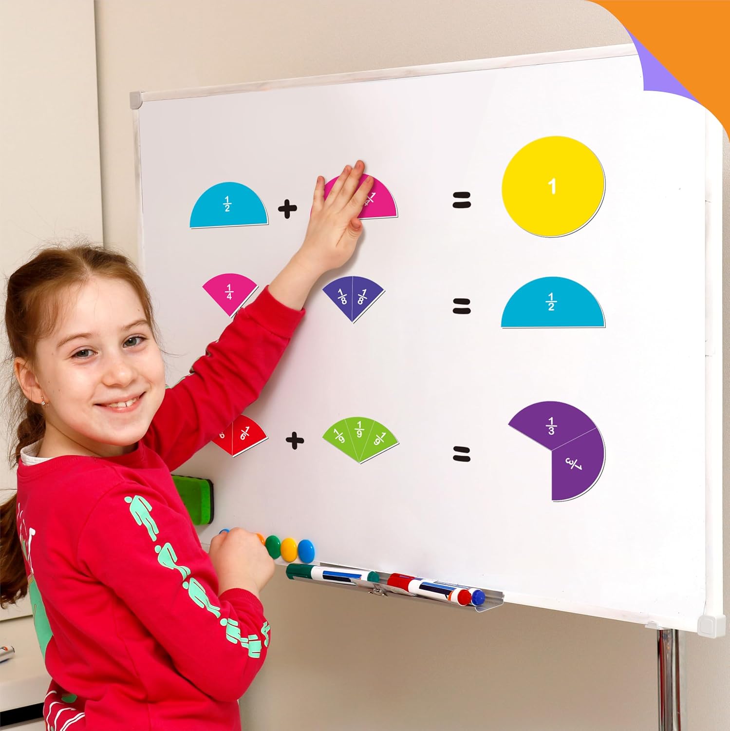 SpriteGru 78 PCS Magnetic Fraction Tiles, Educational Math Learning Manipulatives Set for Preschool Elementary School, Fraction Bar Set Educational Learning Tool Kit for Classroom, School Supplies - Image 7