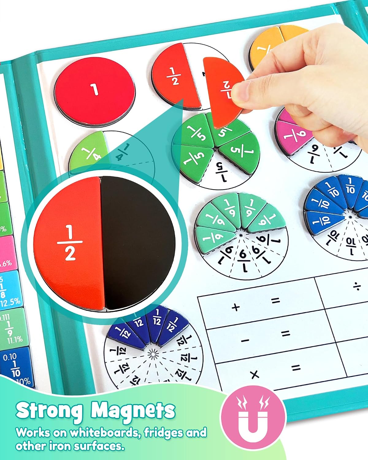 Magnetic Fraction Educational Puzzle, Fraction Manipulatives Book - Image 6
