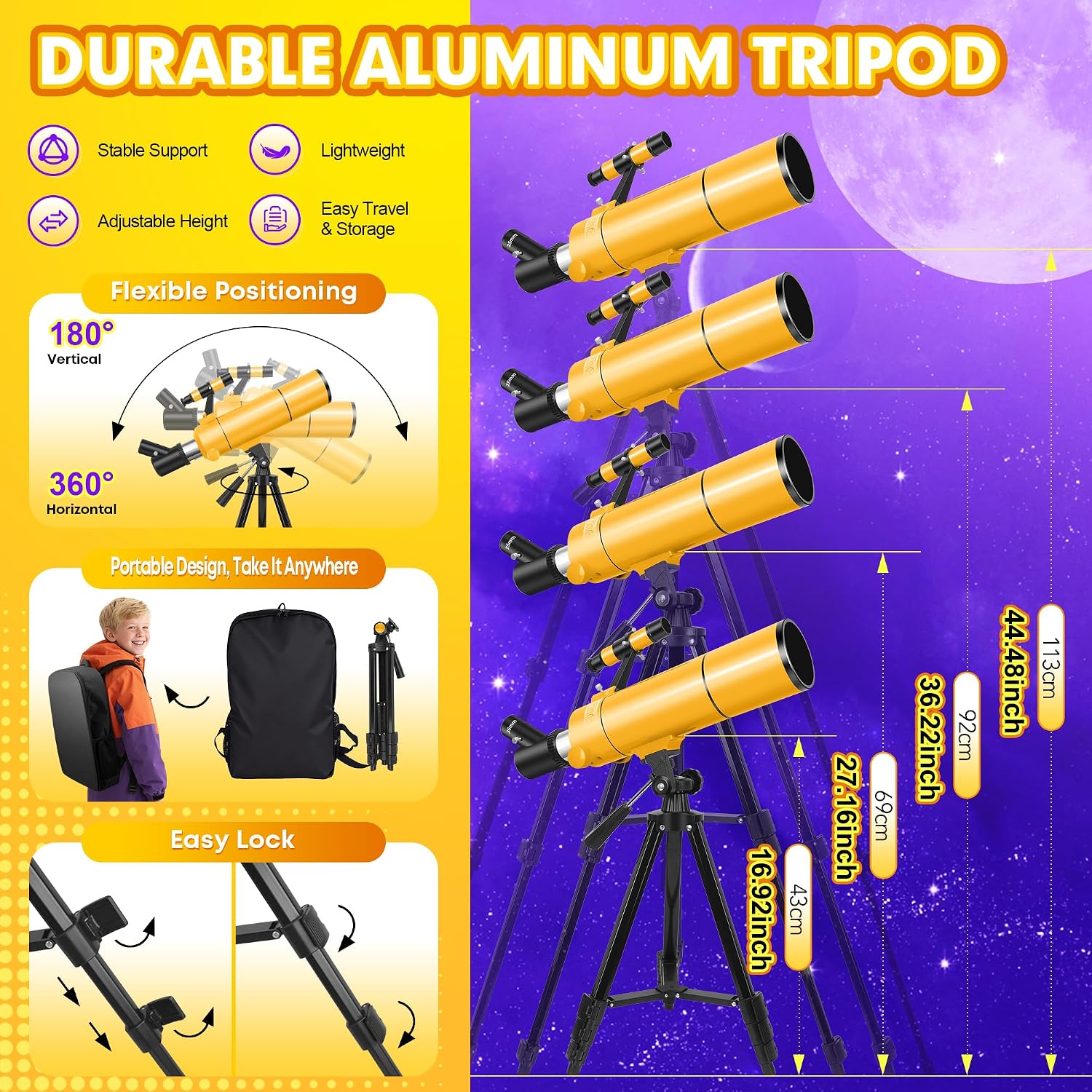MEEZAA Telescope for Adults & Kids, 80mm Aperture 500mm Refractor - Image 5