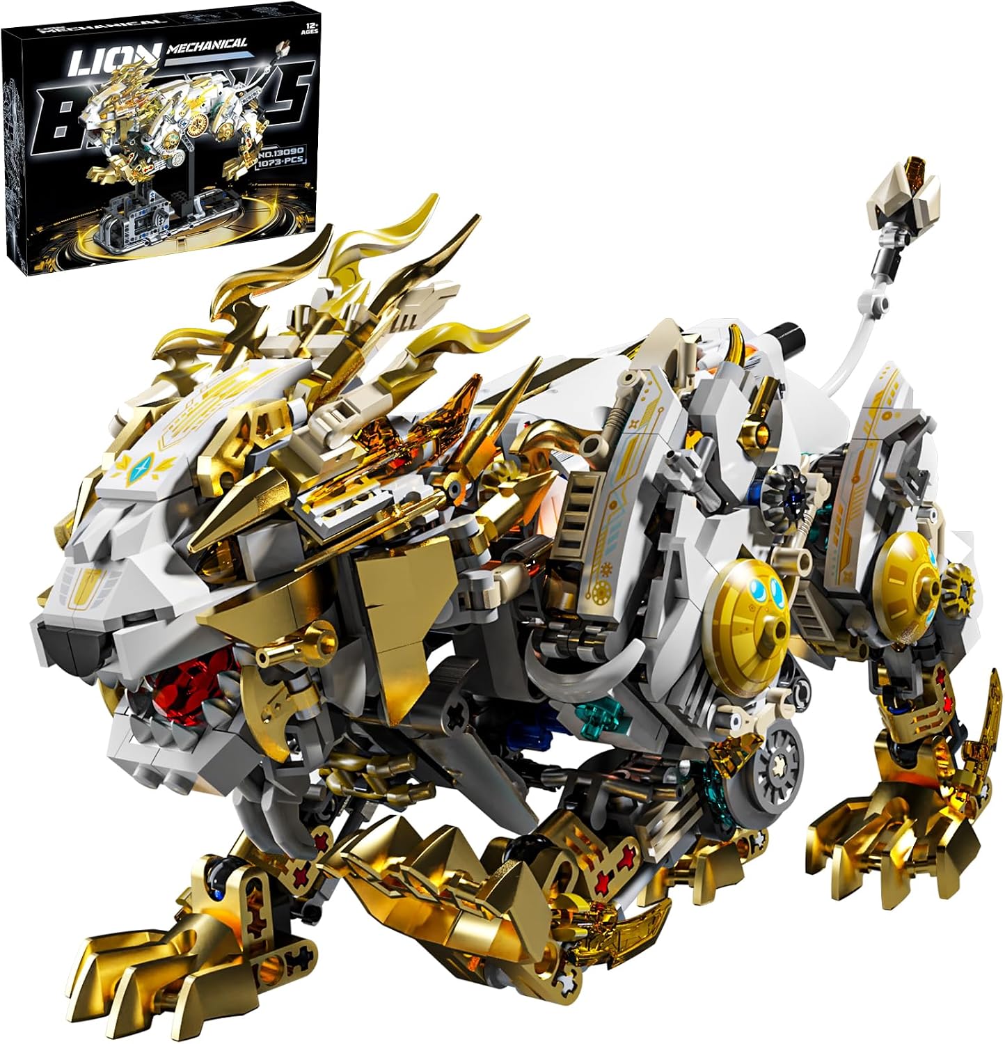 CSNRHG Mechanical Lion Building Block Toy Set Futuristic Mechanical Beast Model with Movable Parts & Gears Premium Mechanical Building Kit with Display Stand, Ideal Gift for Boys & Adults - Image 2