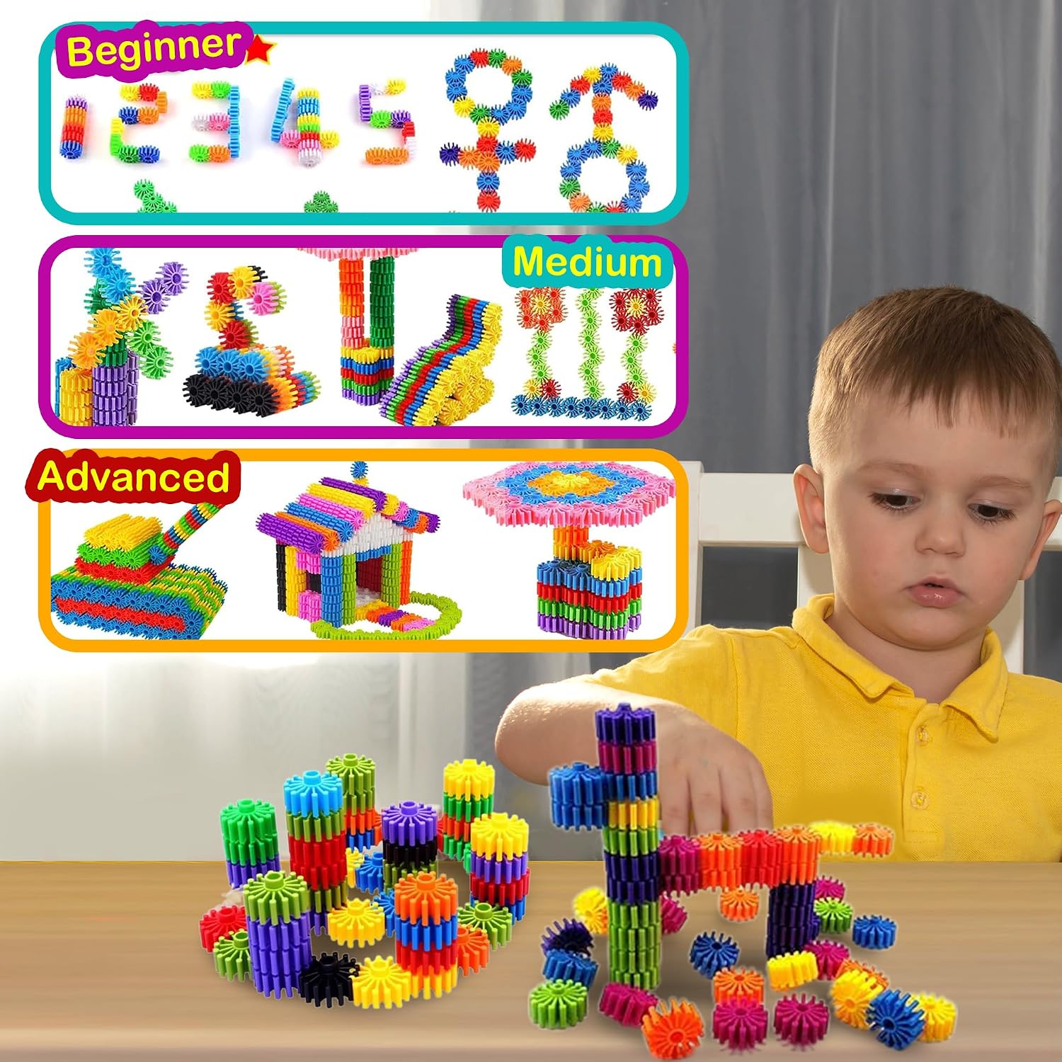 STEM Building Blocks Toys for Kids – Educational and Safe Gear Interlocking Construction Playset – Develop Creativity Preschool Brain Teaser Toys Gift for 3 4 5 Years Old Kids Boys Girls - Image 8