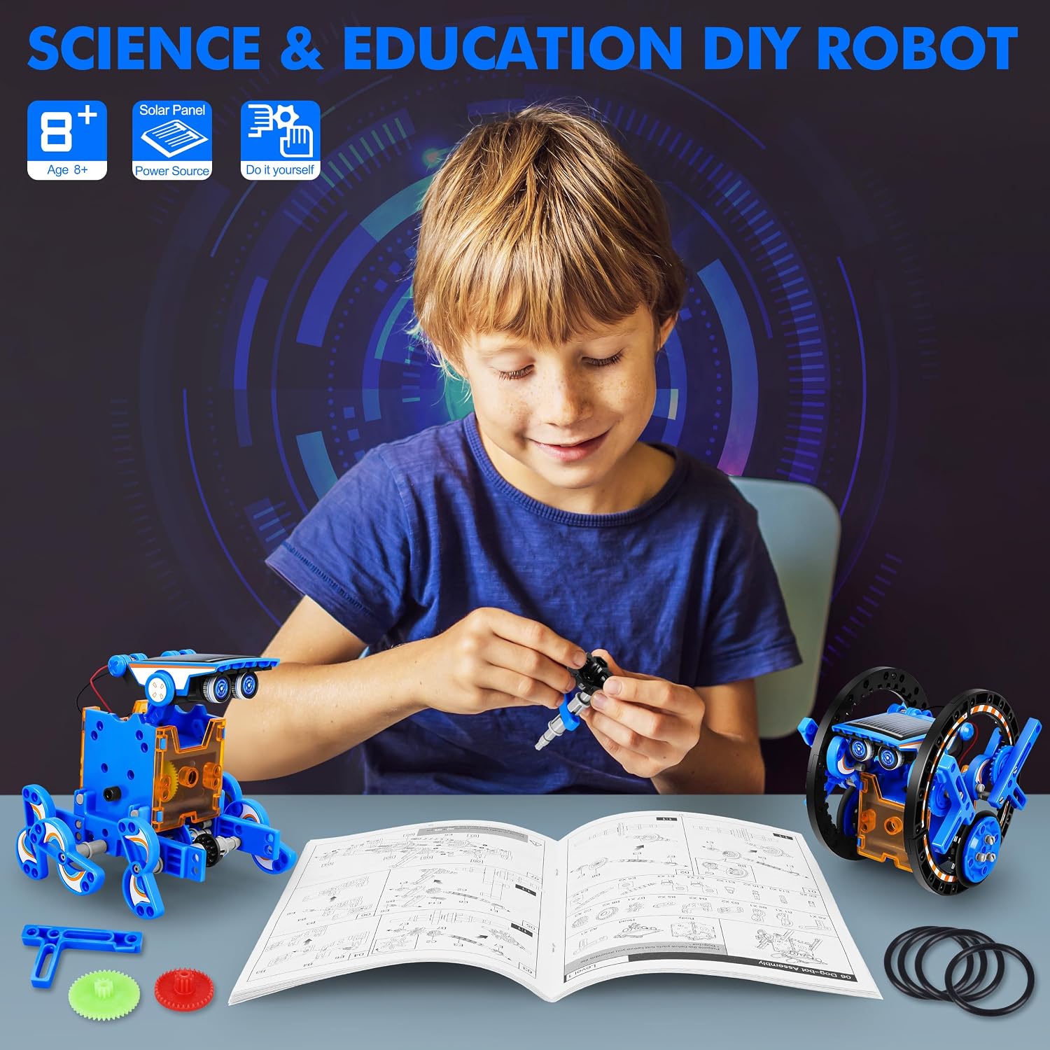 STEM 13-in-1 Education Solar Power Robots Toys for Boys Age 8+ , Educational Toy DIY Science Kits for Kids, Building Experiment Robotics Set Birthday Gifts for 8+ years old boys and girls . - Image 4