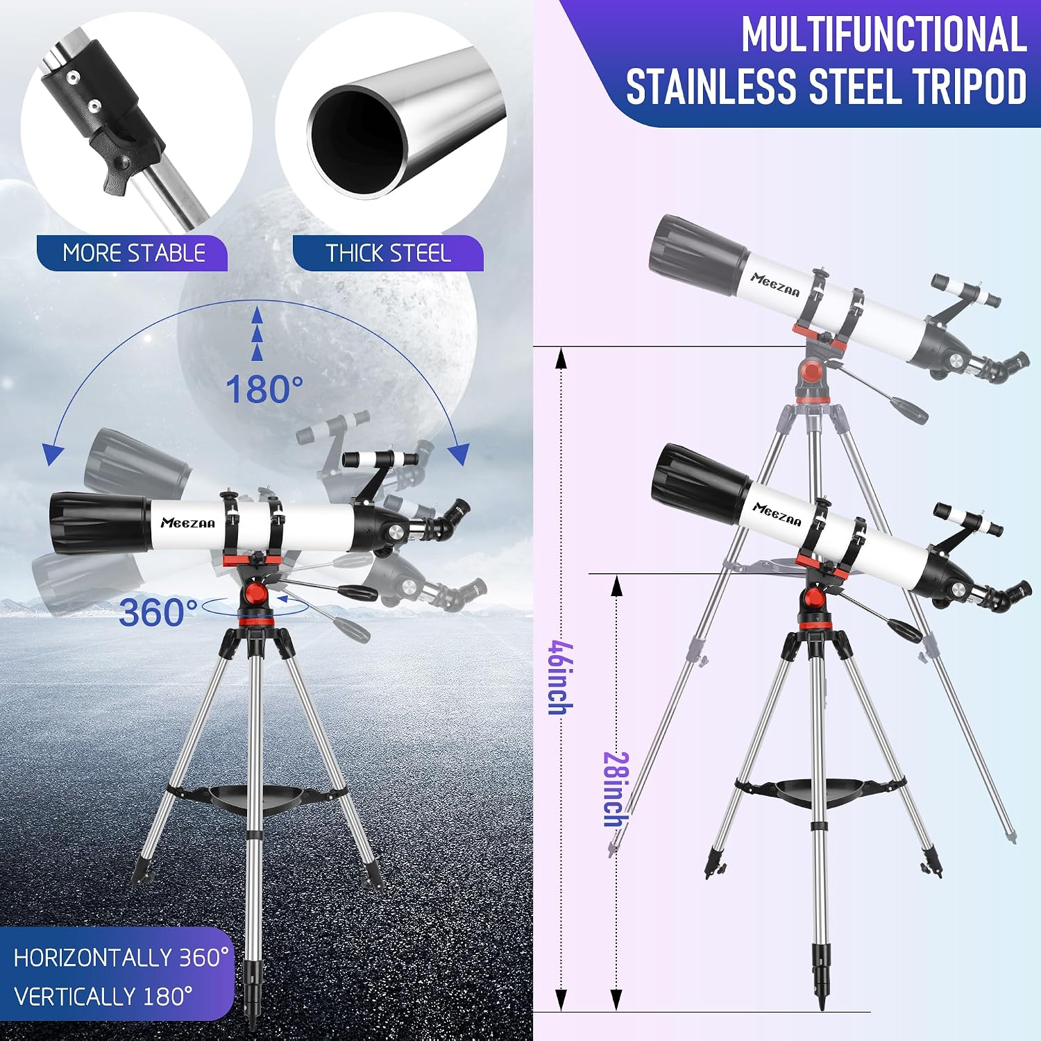 MEEZAA Telescope for Adults High Powered, 90mm Aperture 800mm Refractor - Image 5