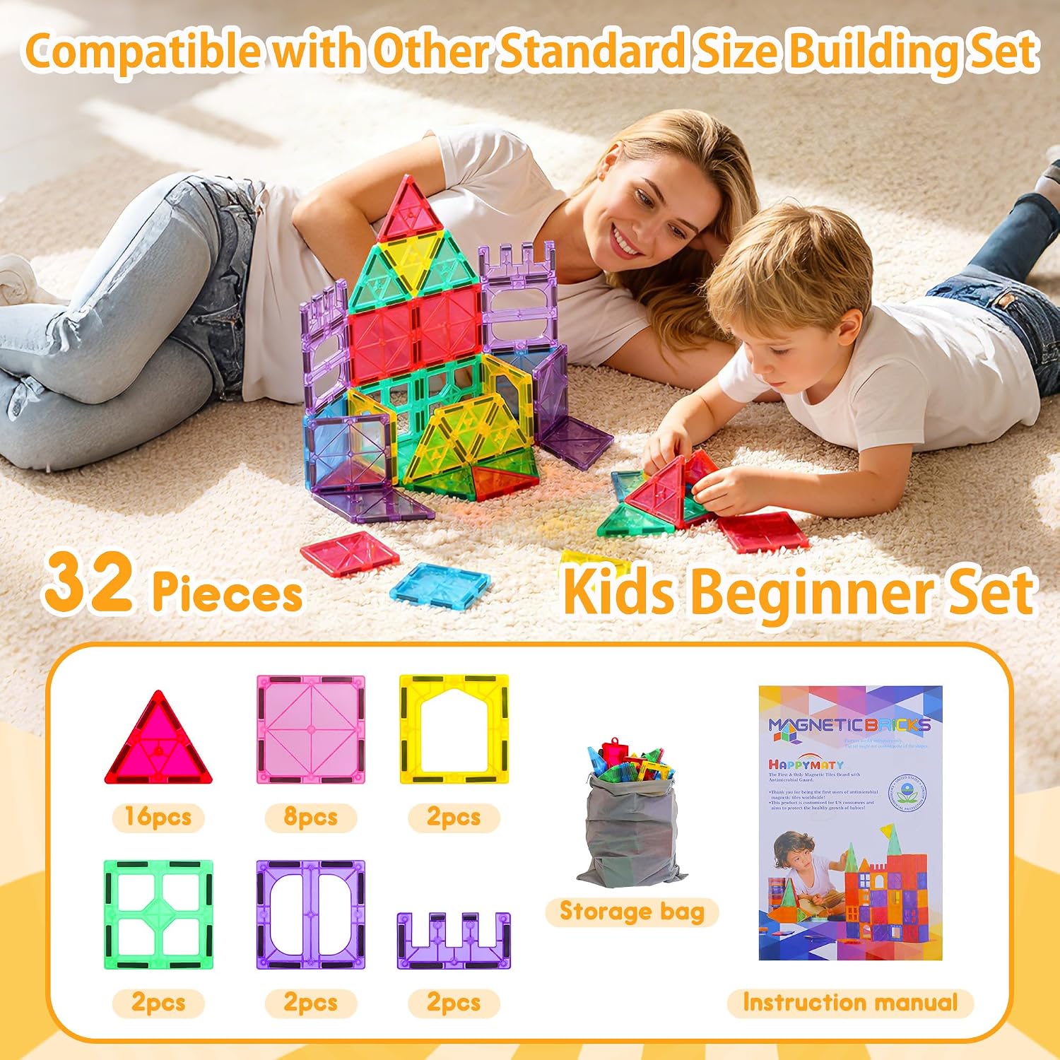 Antibacterial Magnetic Tiles, 3D STEM Education Building Blocks - Image 9
