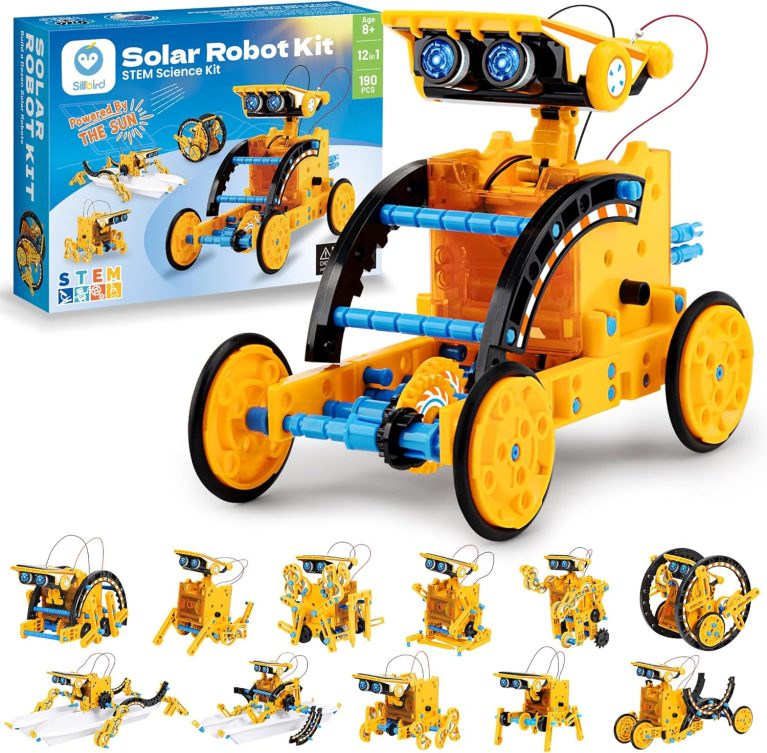 Sillbird Solar Robot Building Kit, 12-in-1 DIY STEM Gift for Boys Aged 8-13