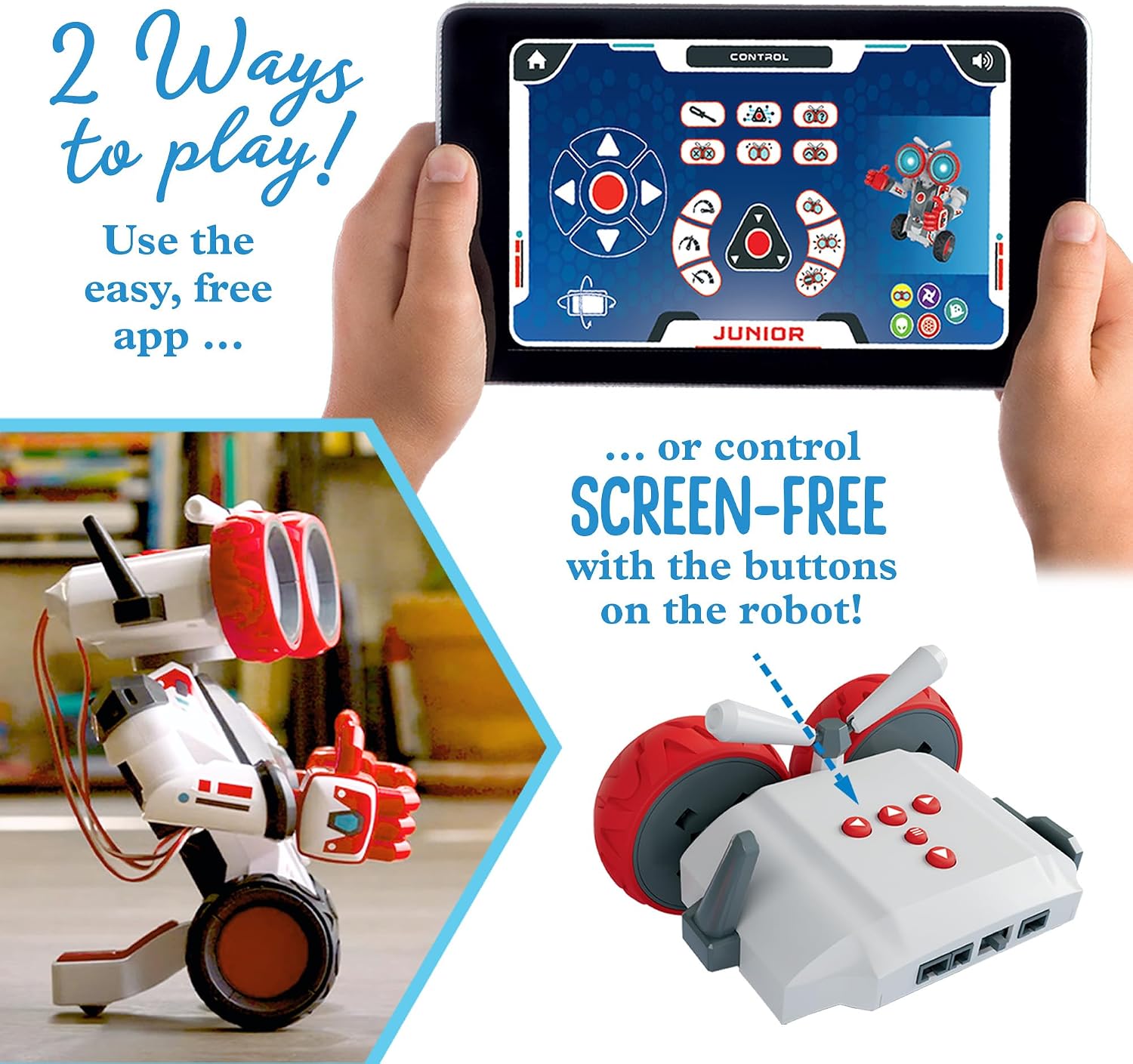 Thames & Kosmos Robotics Smart Machines Junior STEM Kit, Build & Code Your Robot’s Movements, Speed, Lights & Sounds, for Ages 8+, Use Screen-Free w/Built-in Buttons or via Block-Based Coding App - Image 4