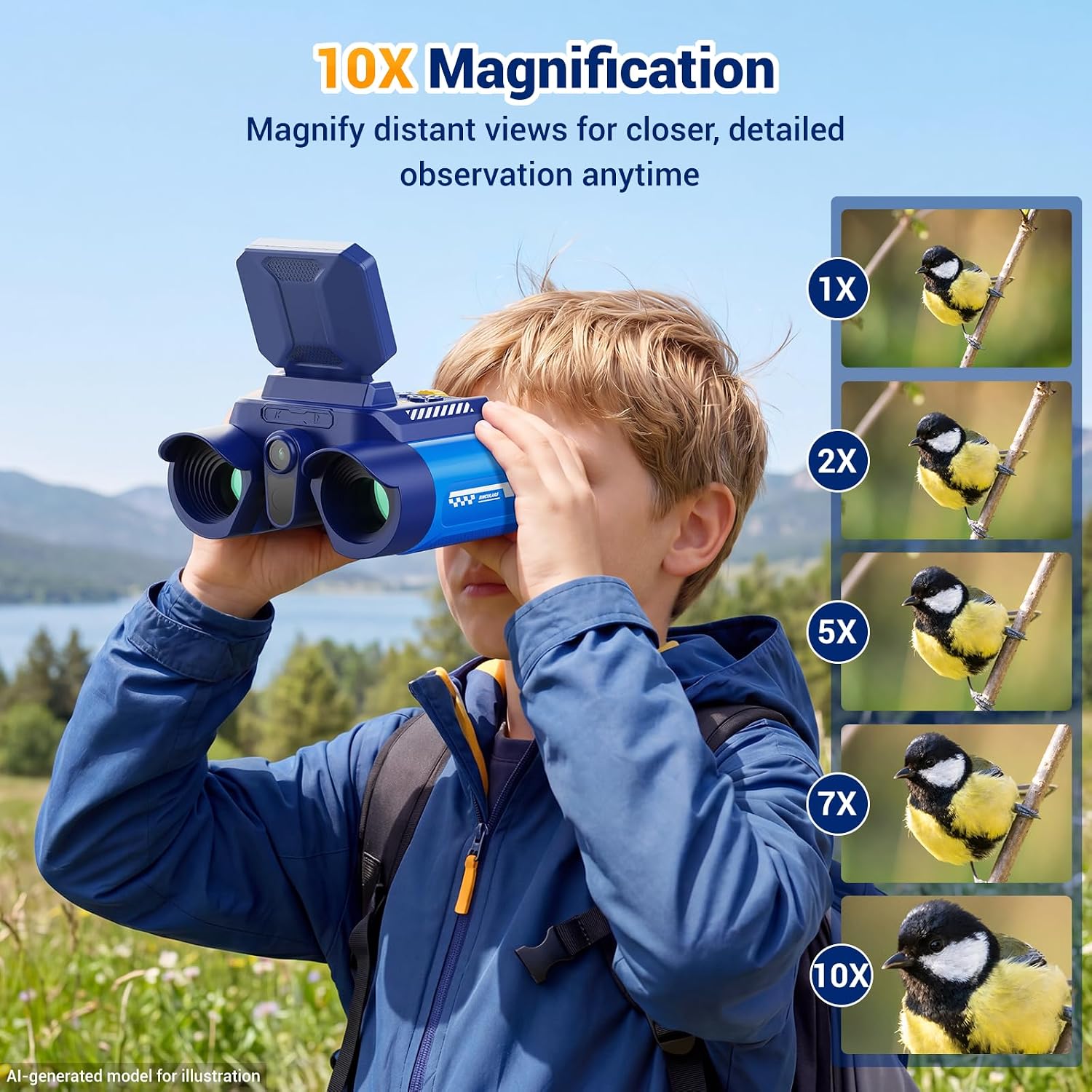 Binoculars for Kids with HD Screen & Night Vision & Games, STEM Science Educational Toy Science Kits STEM Toys for Outdoor, Travel Nature Exploration, Gift for 3+ Years Old Boys & Girls (Navy Blue) - Image 3