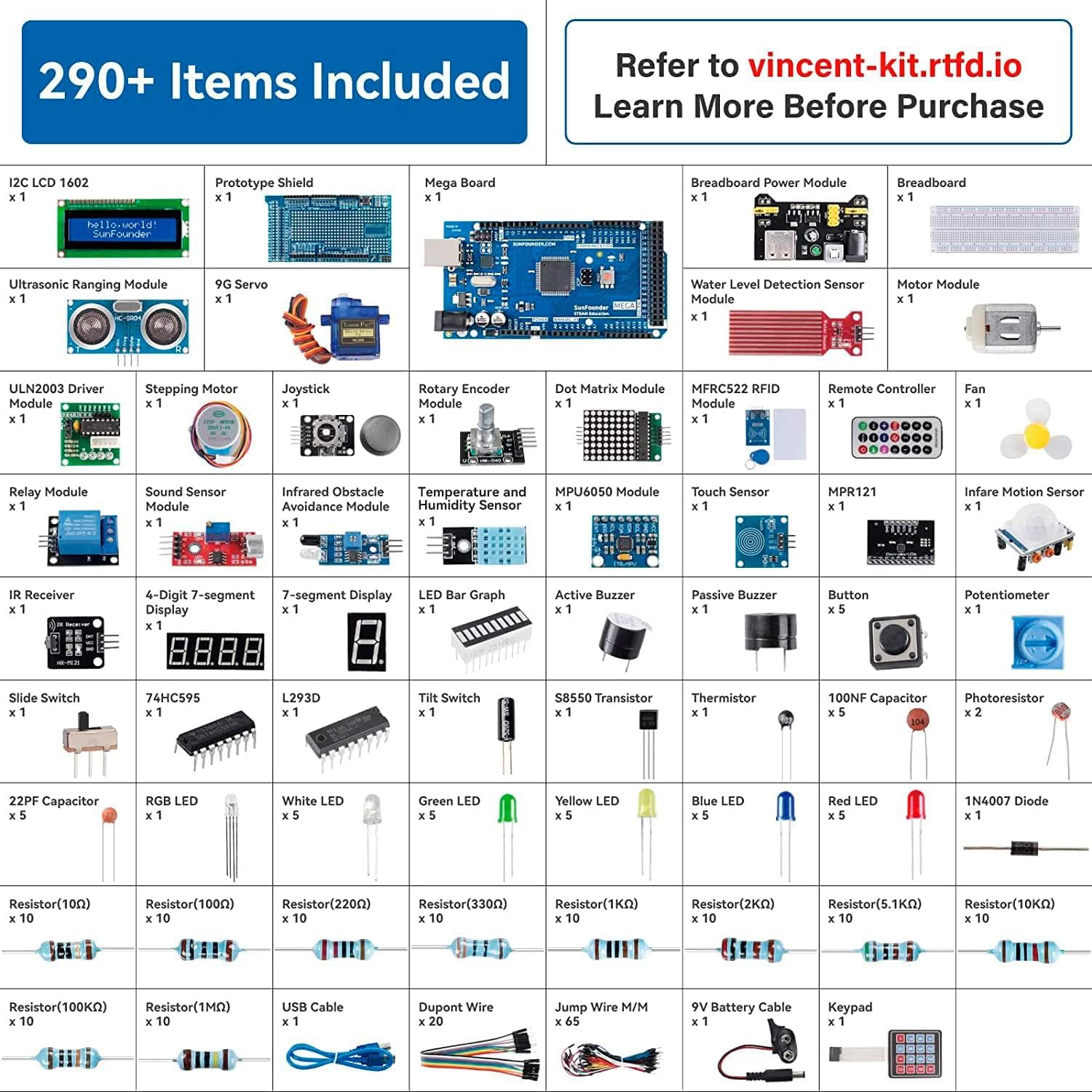 SunFounder Project The Most Complete Electronics Starter Kit Compatible with Arduino Mega 2560 R3 Mega328 Nano, 73 Tutorials Included - Image 2