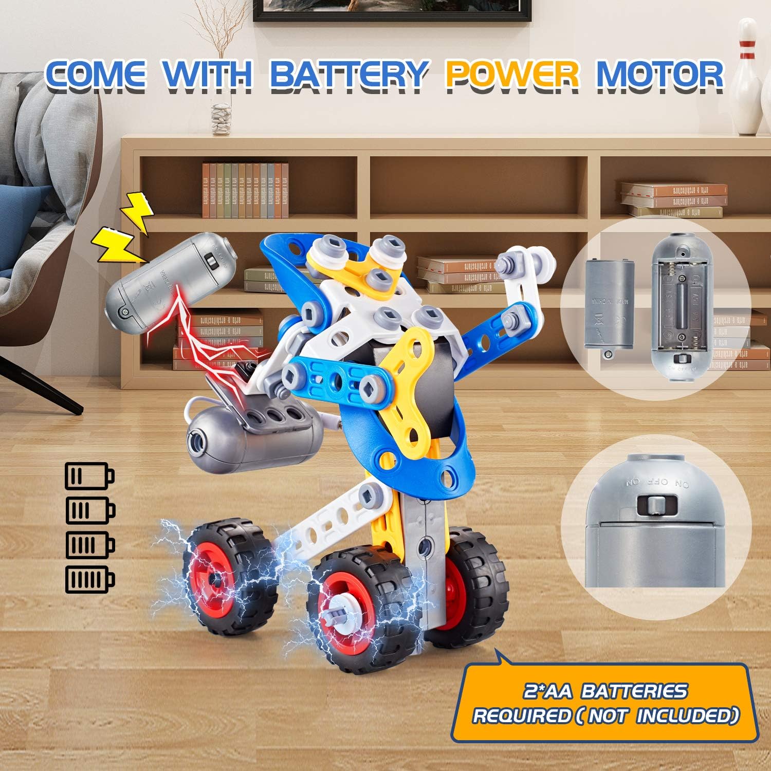 Erector Set for Boys 6-12, Building Toys for Kids Ages 4-8, 5 in 1 STEM Toys Ages 4-7 with Electric Power Motor, Construction Toys for Age 5 7 8 9 Years Old, 113 PCS DIY - Image 4