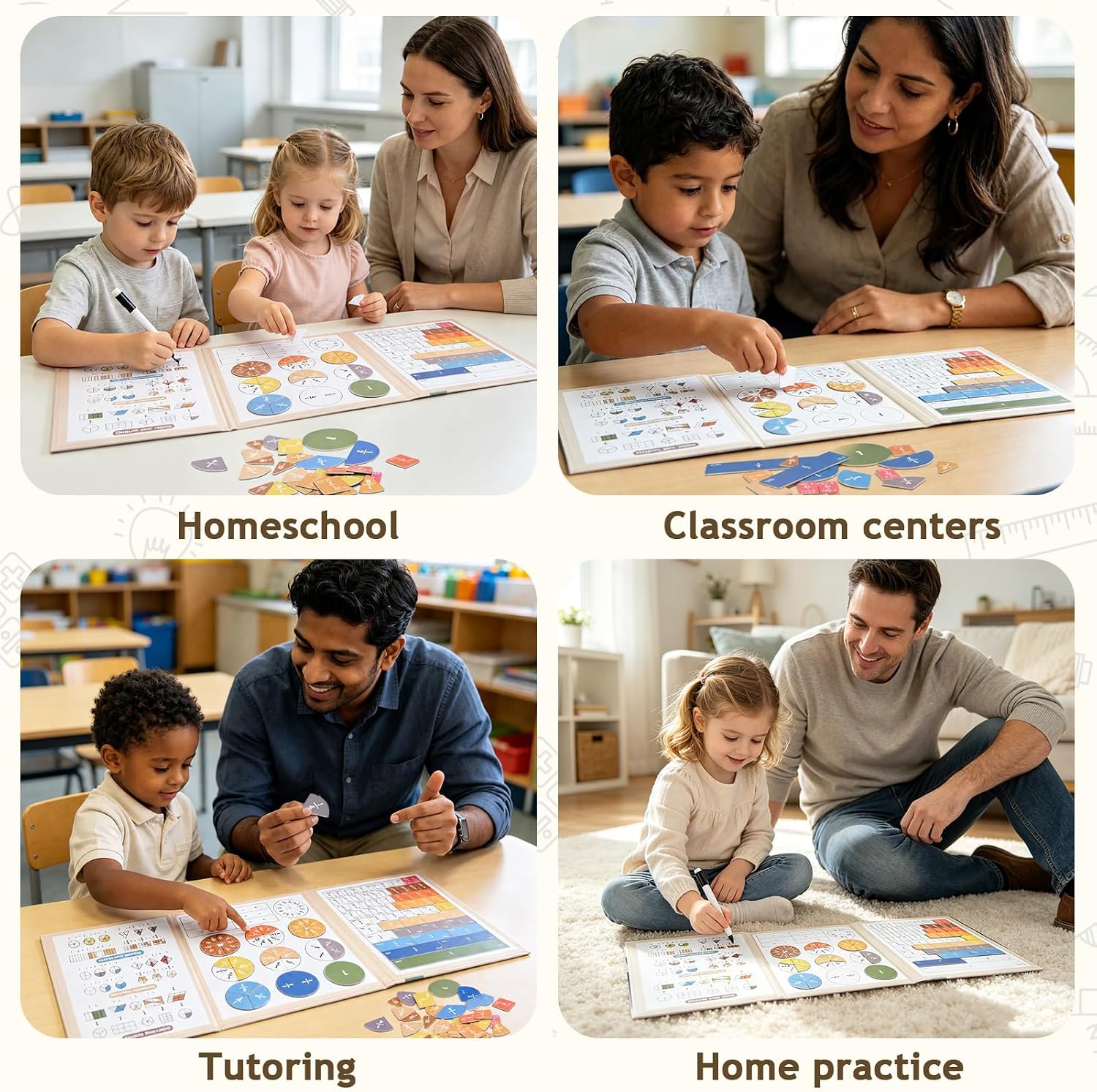 Magnetic Fraction Manipulatives for Kids, Fraction Tiles & Circles with Magnetic Fraction Board, Dry-Erase Activities for Comparing & Learning Fractions, Elementary Classroom Math Teaching Aid - Image 7