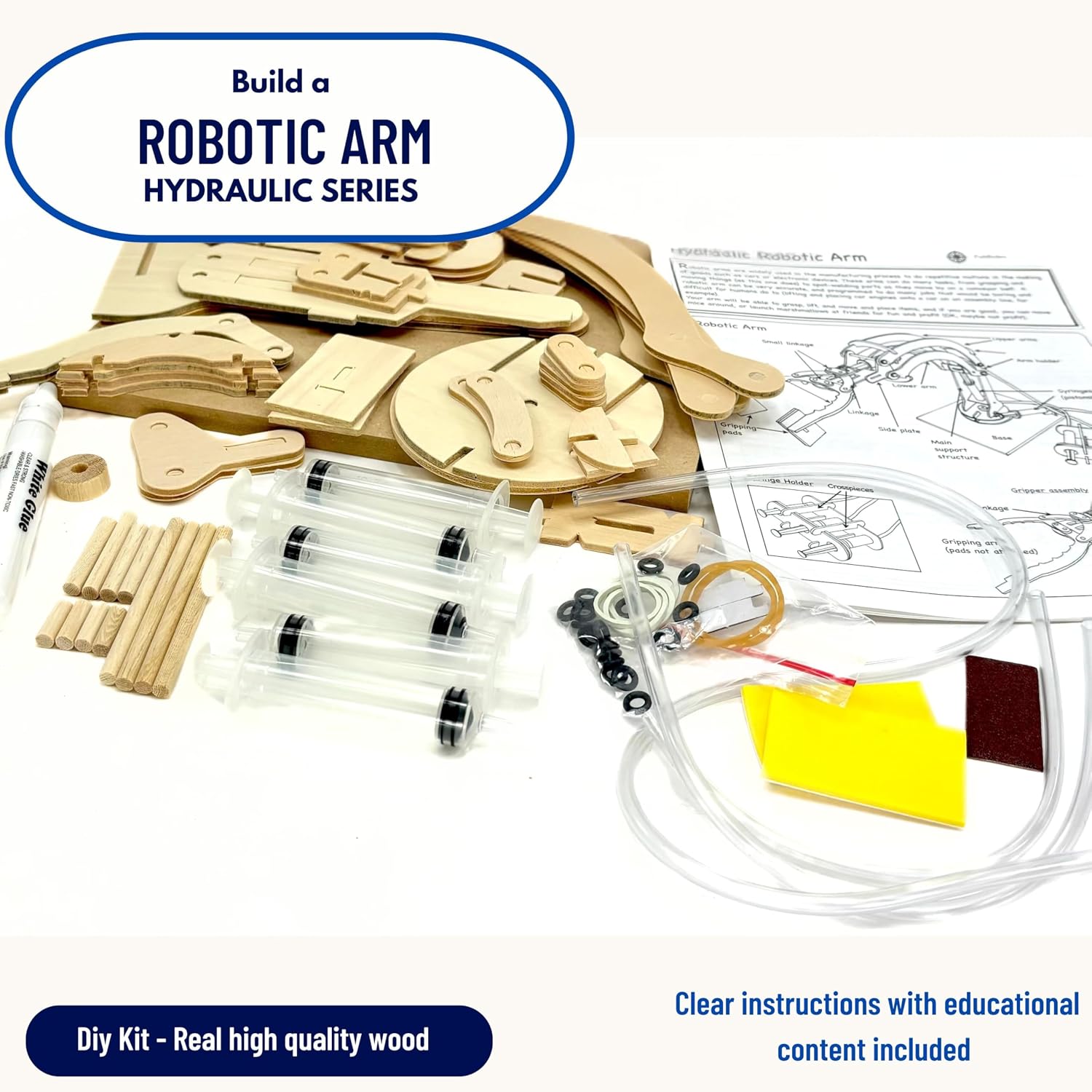 PATHFINDERS STEM Kit – Hydraulic Robotic Arm | Wooden Building Kit for Kids Ages 8-12 | Mechanical Engineering Toy | Hands-On STEM Project for Boys & Girls - Image 3