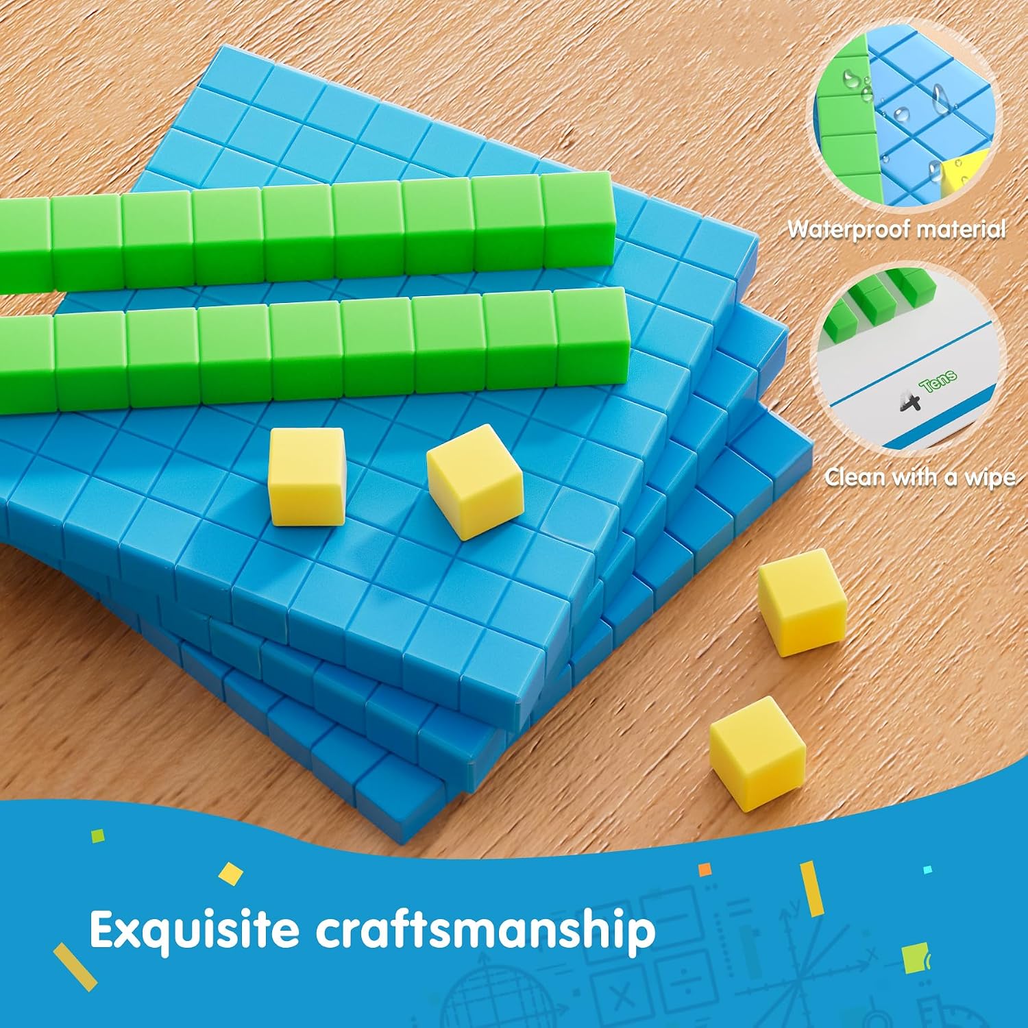 TOMMYHOME Base Ten Blocks with Place Value Chart - Math Manipulatives for Kids.Counting Blocks for Math to Help Educate Kindergarten Teachers. - Image 4