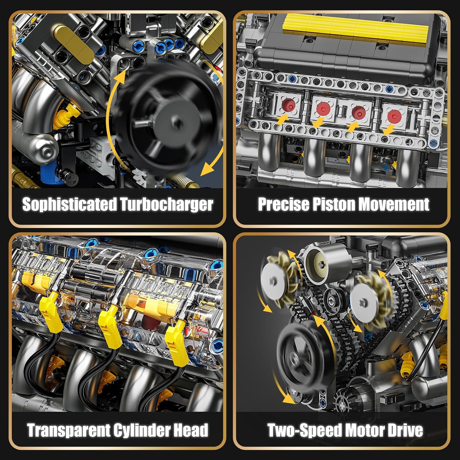 V8 Engine Model Kit that Runs, Visible Mini Car Motor Building Blocks Set for Adults, Compatible with Lego, STEM Physical Science Educational Toy for Teens Boys 14+ (905 PCS) - Image 3
