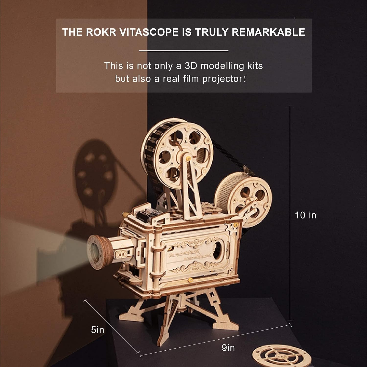 ROKR 3D Wooden Puzzles Vitascope for Adults - Model Building Kits Mechanical Construction for Adults to Build, Educational Brain Teaser DIY Crafts Kits, Halloween Collection Gifts for Men (Vitascope) - Image 4