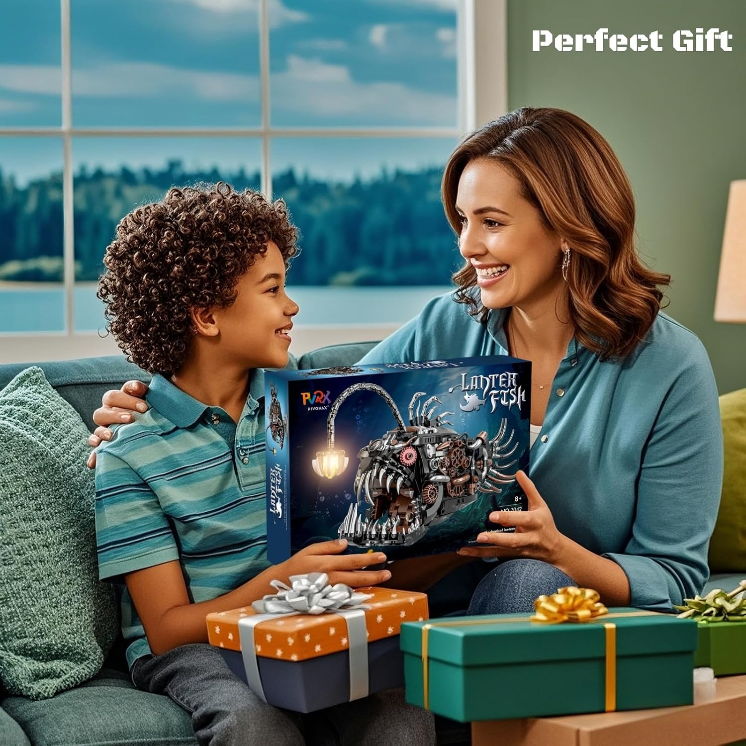 Mechanical Angler Fish Building Block Set for Kids & Adults- STEM Toys for Boys & Girls 8-14+, Deep Sea Ocean Creature Kit, Home/Office Decor with Light, Great Birthday Gift (1038+Pieces) - Image 6