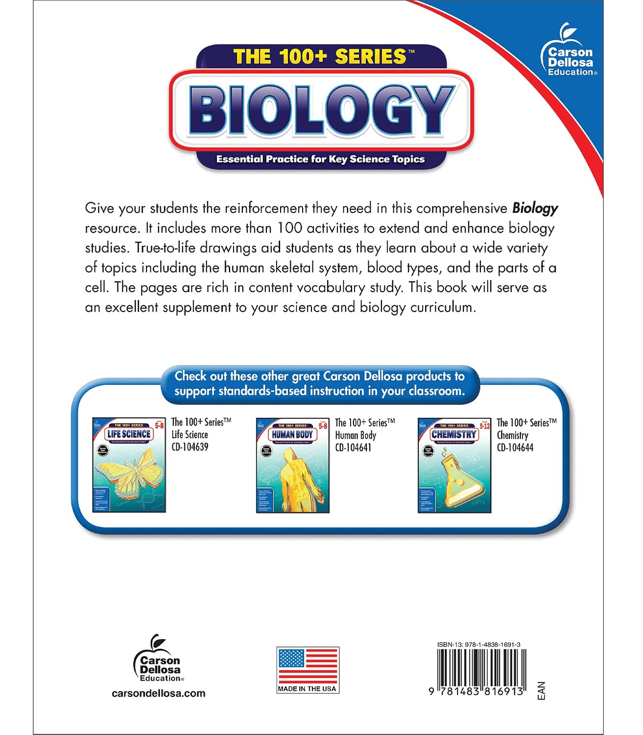 Carson Dellosa The 100 Series: Biology Workbook—Grades 6-12 Science, Matter, Atoms, Cells, Genetics, Elements, Bonds, Classroom or Homeschool Curriculum (128 pgs) - Image 2