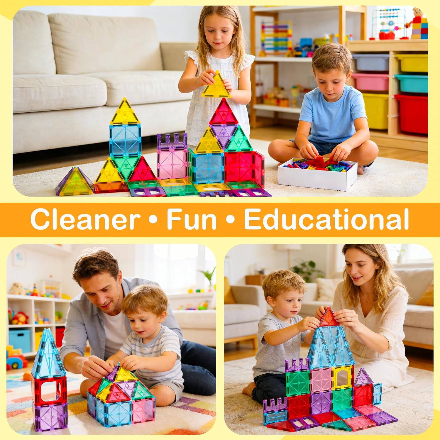 Antibacterial Magnetic Tiles, 3D STEM Education Building Blocks - Image 4